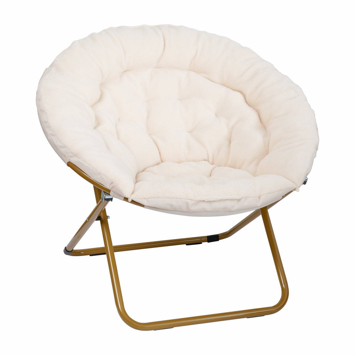 Gwen 38" Oversize Portable Faux Fur Folding Saucer Moon Chair for Dorm and Bedroom