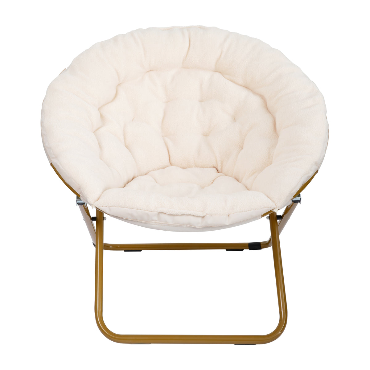 Gwen 38" Oversize Portable Faux Fur Folding Saucer Moon Chair for Dorm and Bedroom