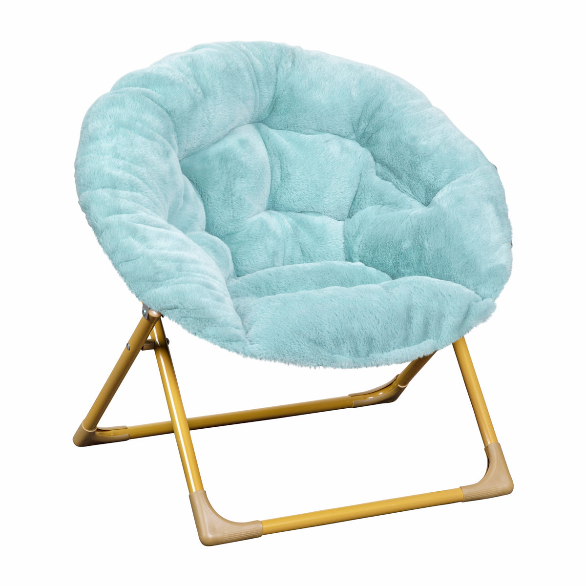 Gwen 23" Kids Cozy Mini Folding Saucer Chair, Faux Fur Moon Chair for Toddlers and Bedroom