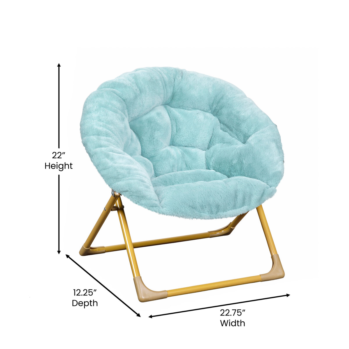 Gwen 23" Kids Cozy Mini Folding Saucer Chair, Faux Fur Moon Chair for Toddlers and Bedroom