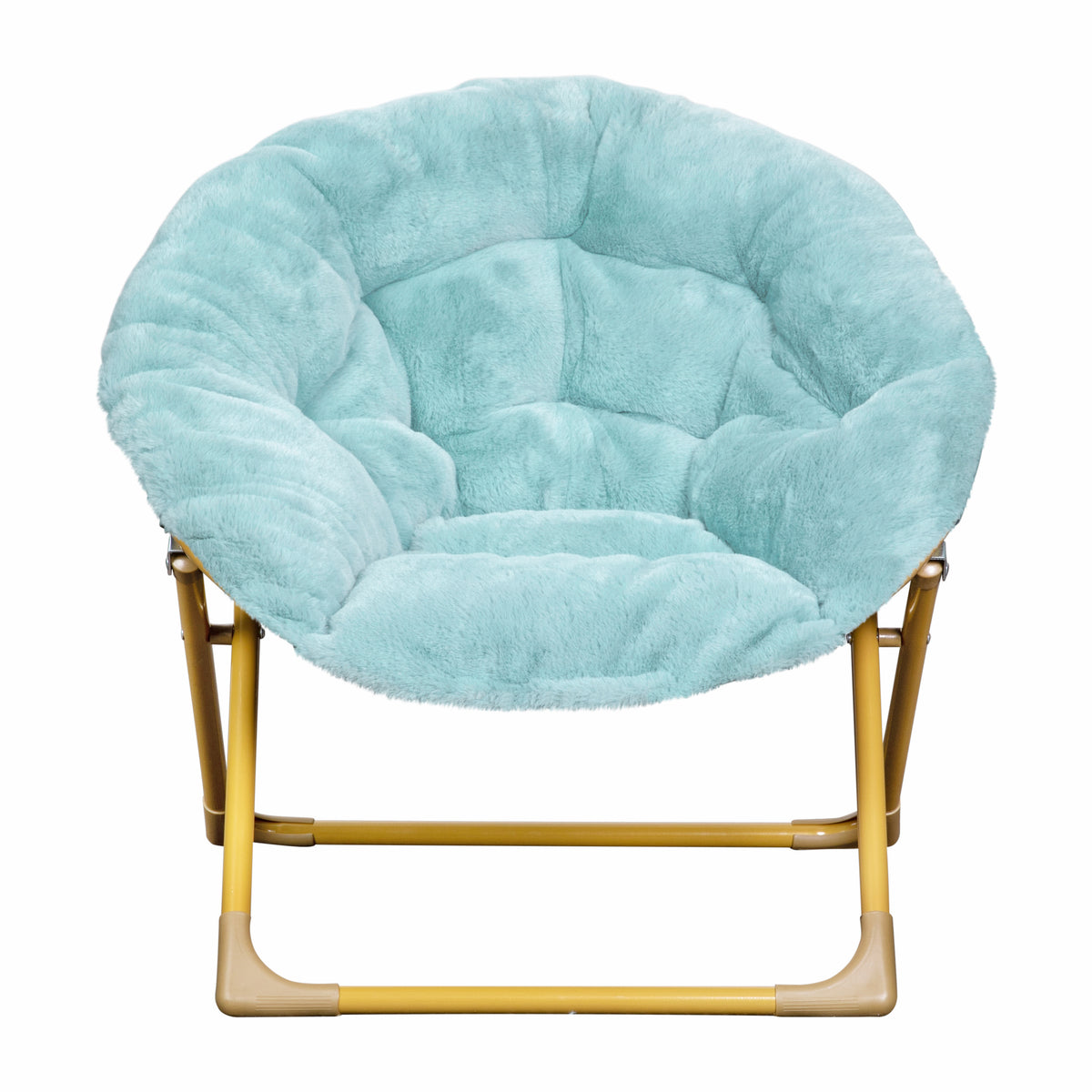 Gwen 23" Kids Cozy Mini Folding Saucer Chair, Faux Fur Moon Chair for Toddlers and Bedroom