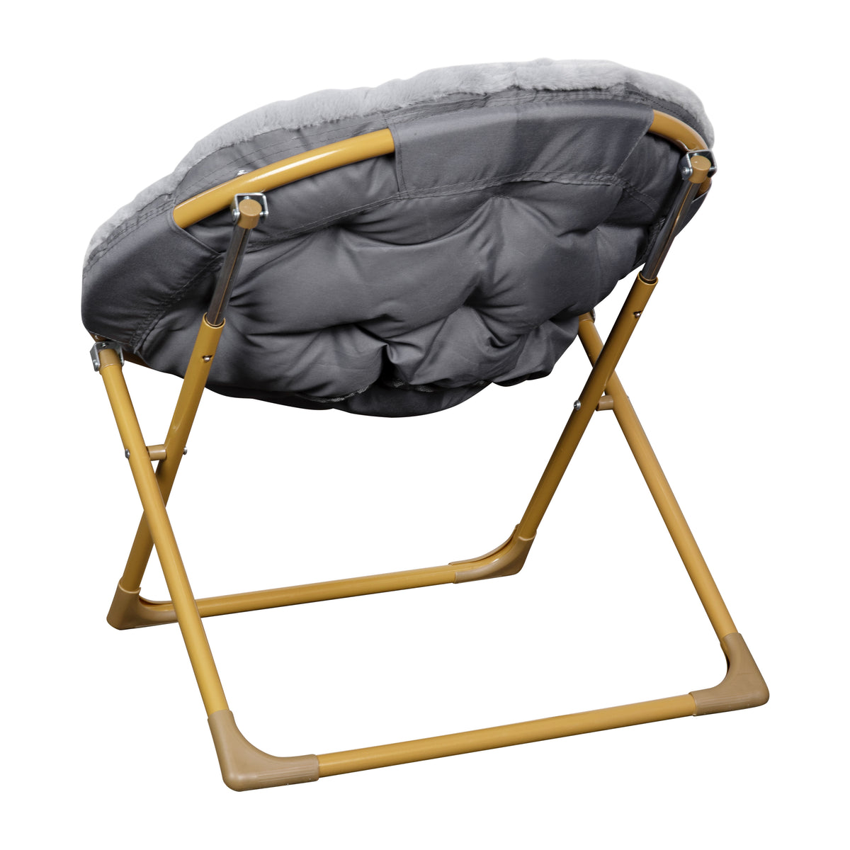 Gwen 23" Kids Cozy Mini Folding Saucer Chair, Faux Fur Moon Chair for Toddlers and Bedroom