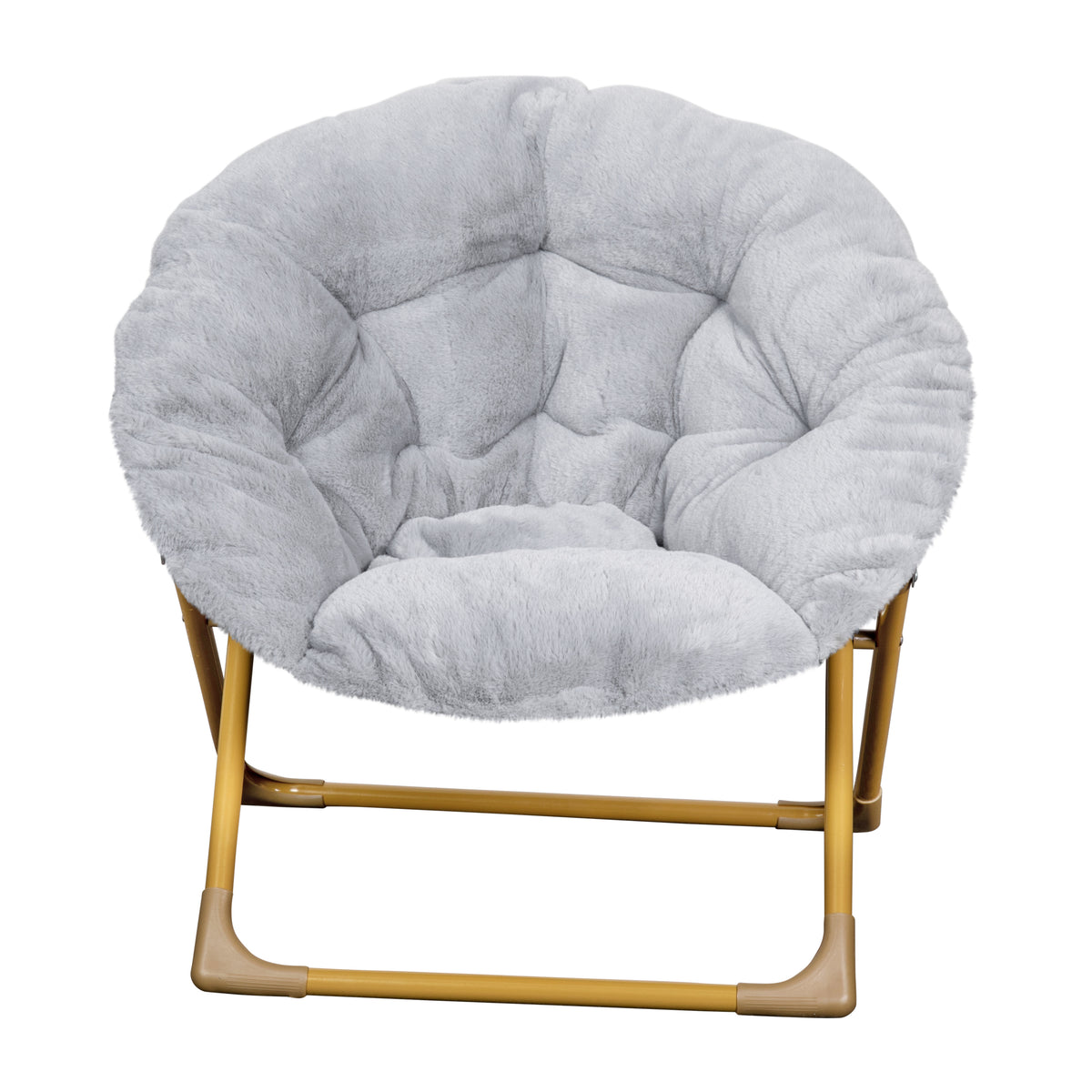 Gwen 23" Kids Cozy Mini Folding Saucer Chair, Faux Fur Moon Chair for Toddlers and Bedroom
