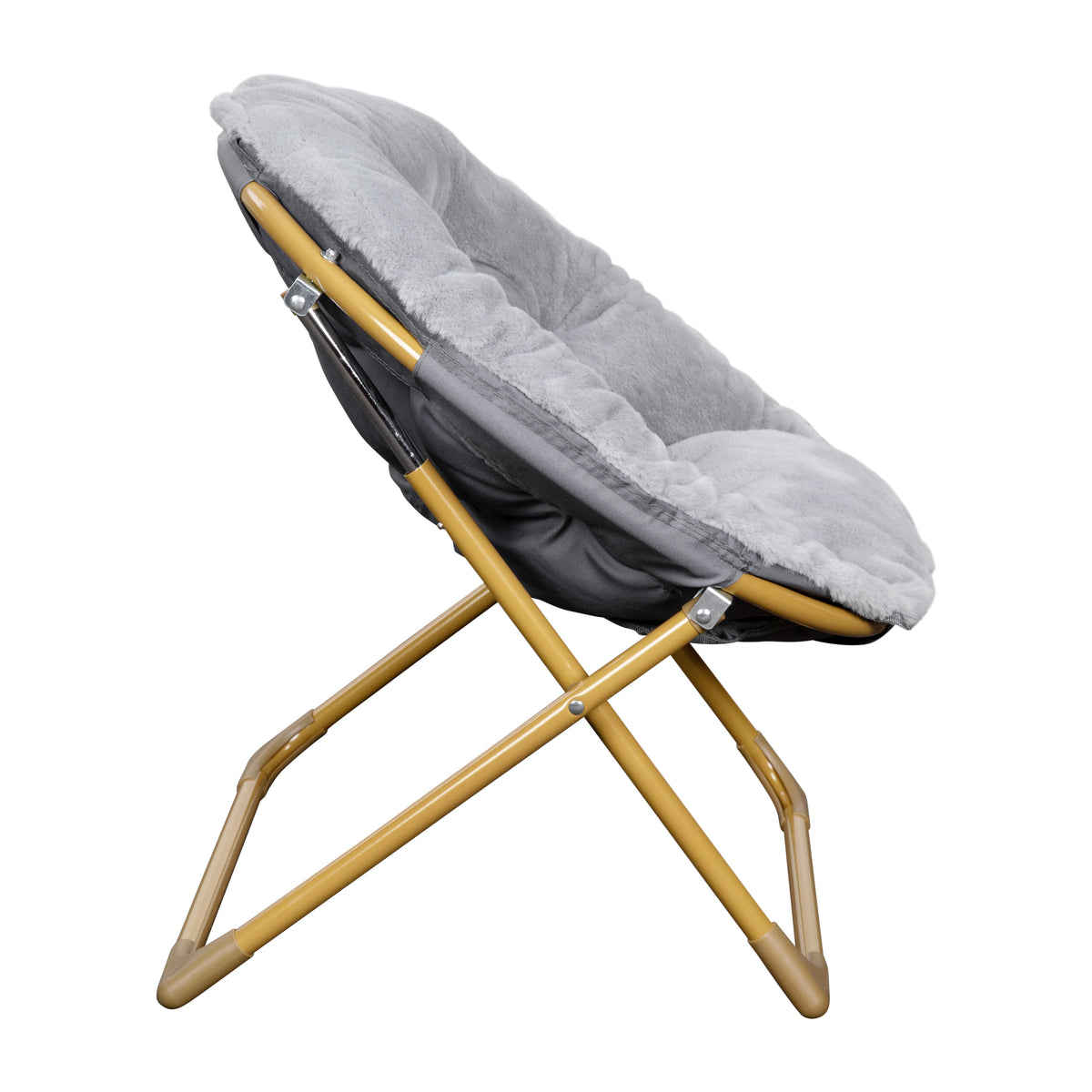 Gwen 23" Kids Cozy Mini Folding Saucer Chair, Faux Fur Moon Chair for Toddlers and Bedroom