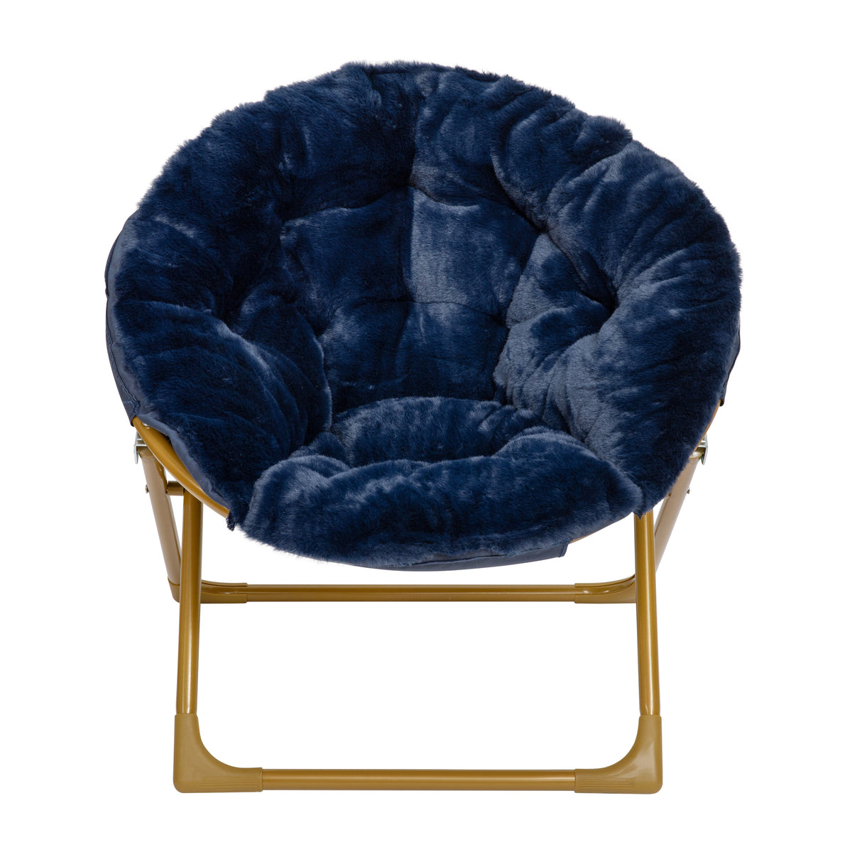 Gwen 23" Kids Cozy Mini Folding Saucer Chair, Faux Fur Moon Chair for Toddlers and Bedroom