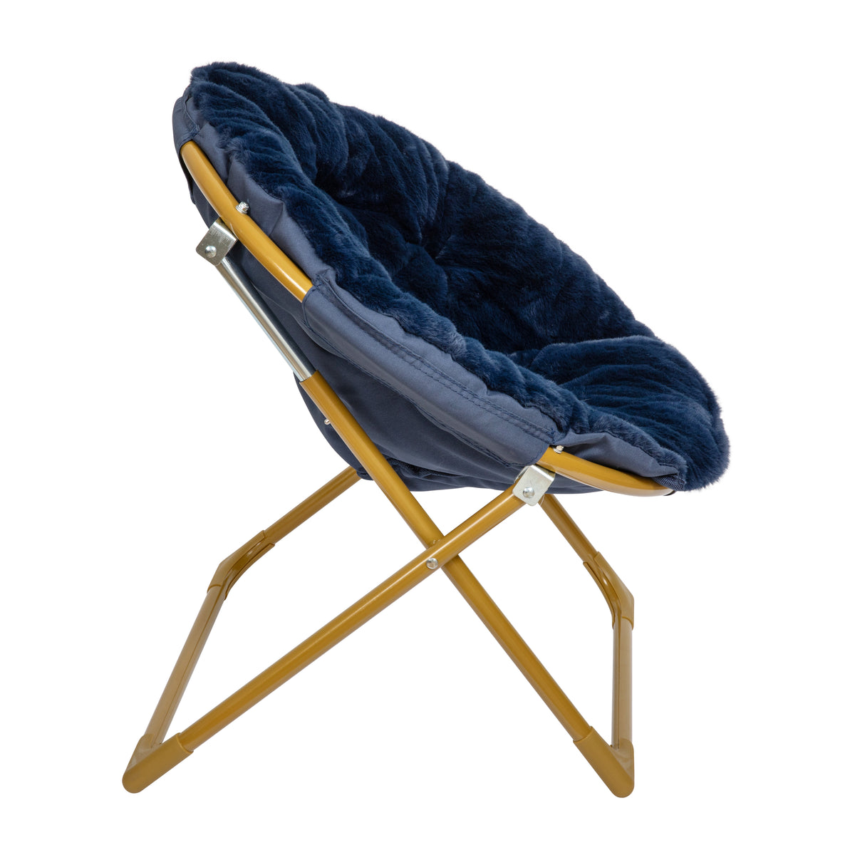 Gwen 23" Kids Cozy Mini Folding Saucer Chair, Faux Fur Moon Chair for Toddlers and Bedroom