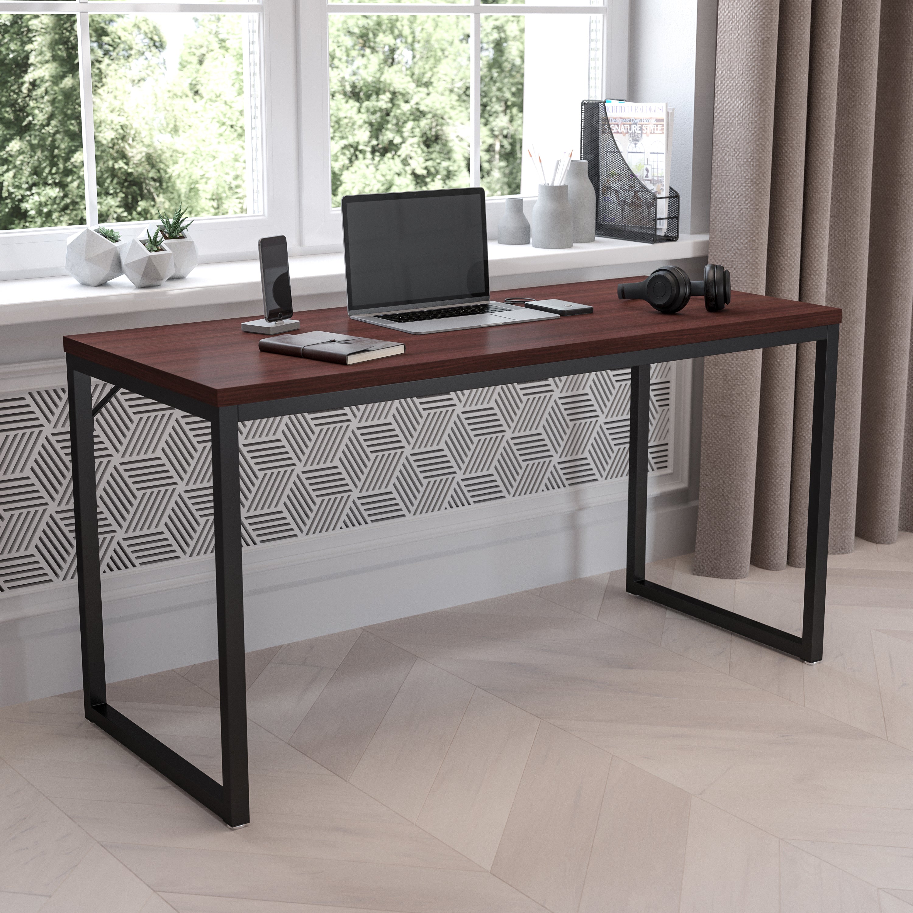 Modern Desk Industrial Style Computer Desk Sturdy Home Office Desk - 55" Length