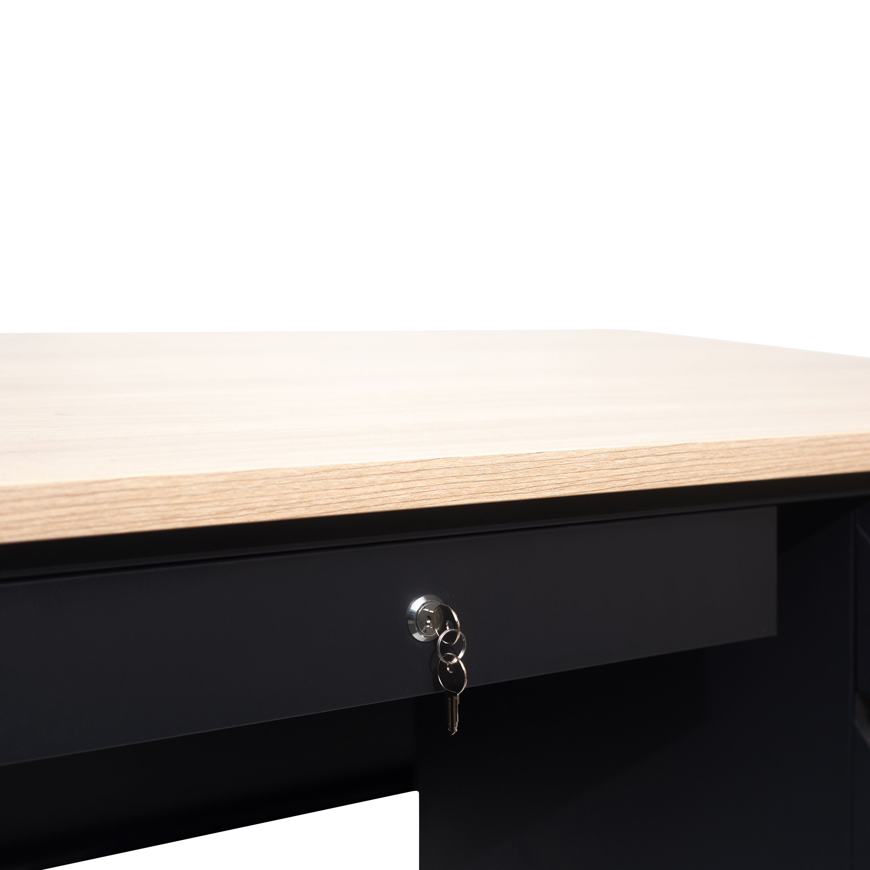 Cambridge Single Pedestal Desk with Locking Drawers and Metal Frame