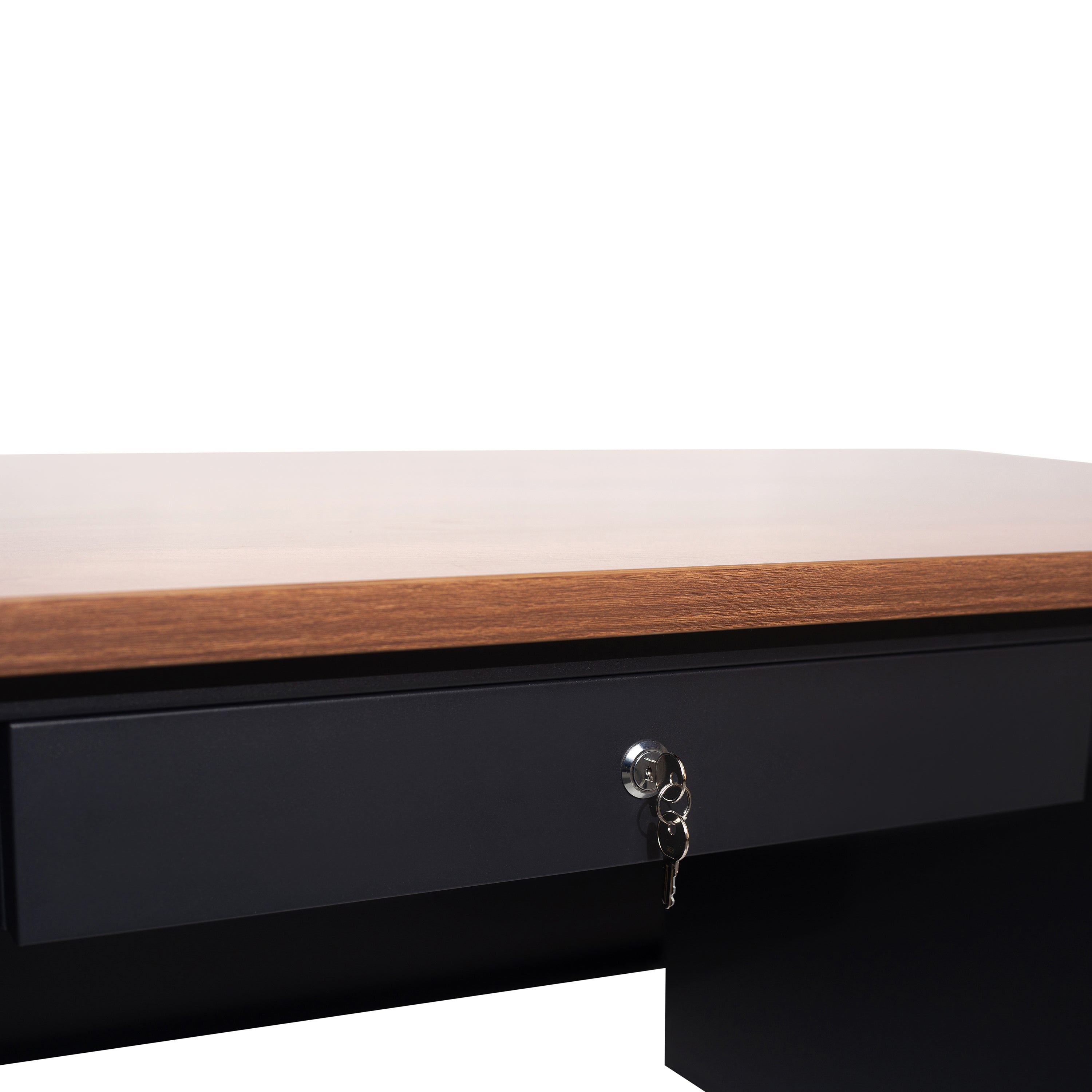 Cambridge Single Pedestal Desk with Locking Drawers and Metal Frame