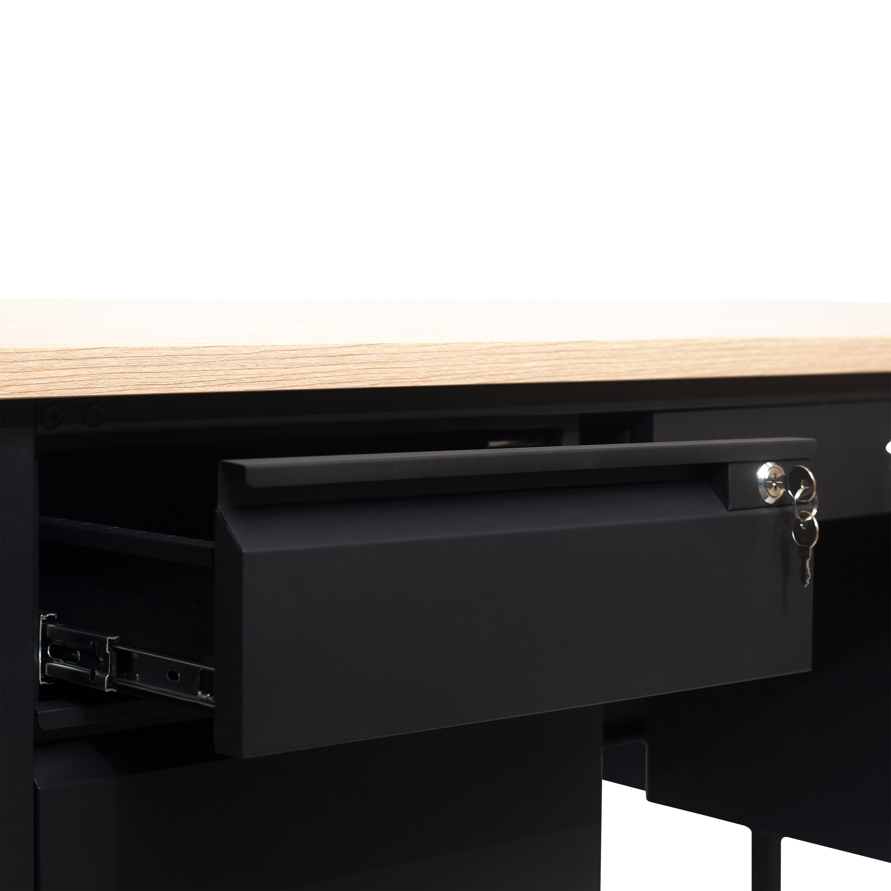 Cambridge Double Pedestal Desk with Locking Drawers and Metal Frame