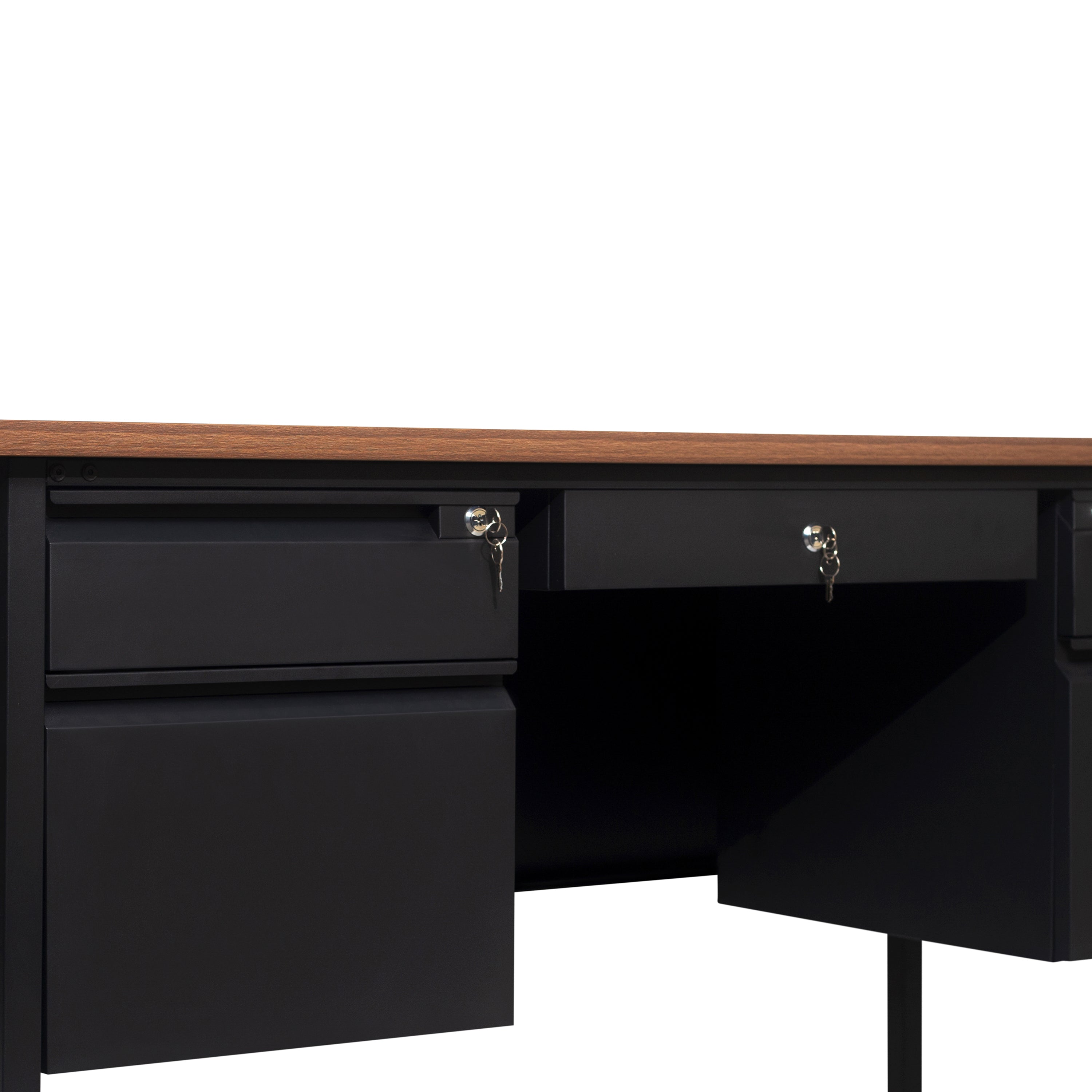 Cambridge Double Pedestal Desk with Locking Drawers and Metal Frame