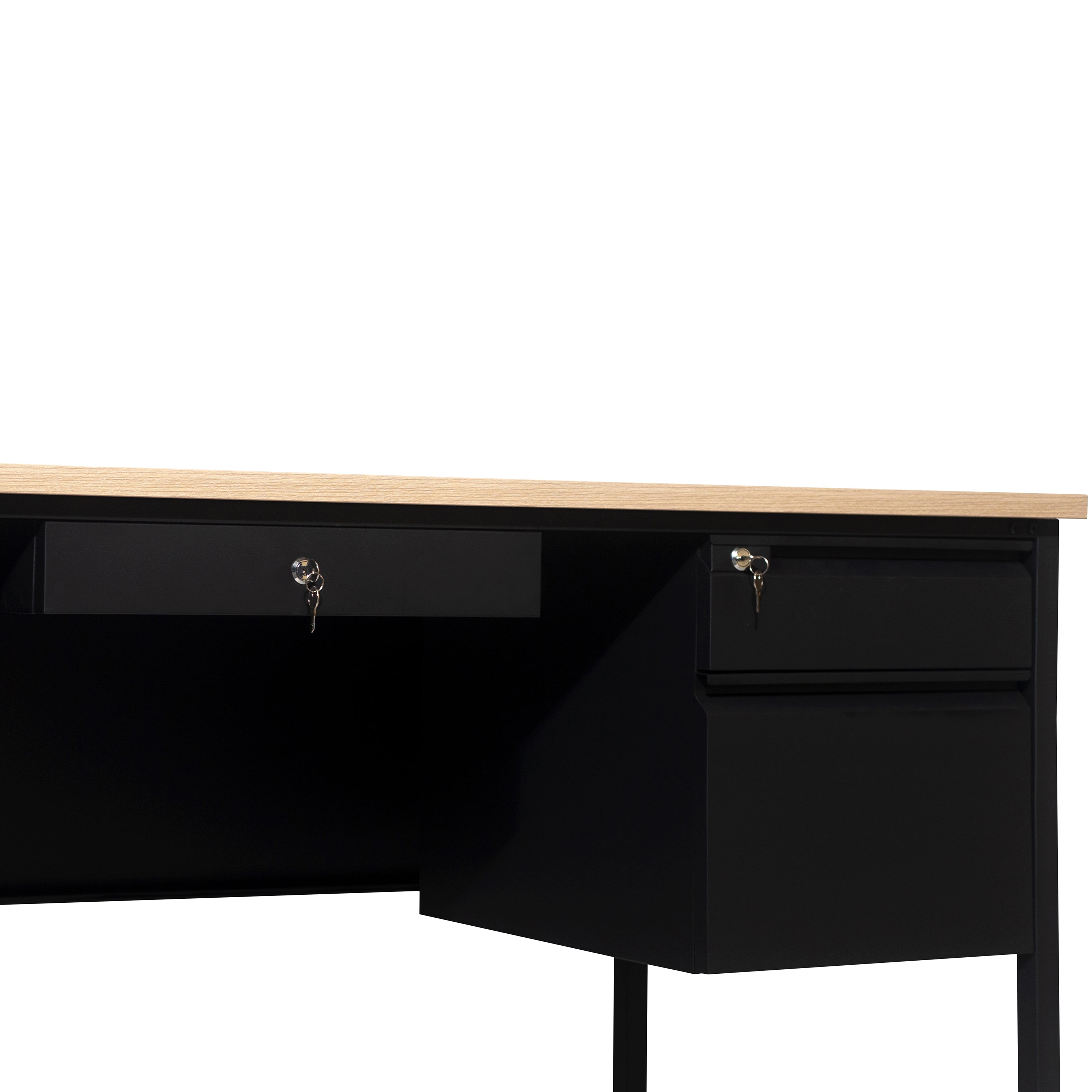 Cambridge Double Pedestal Desk with Locking Drawers and Metal Frame