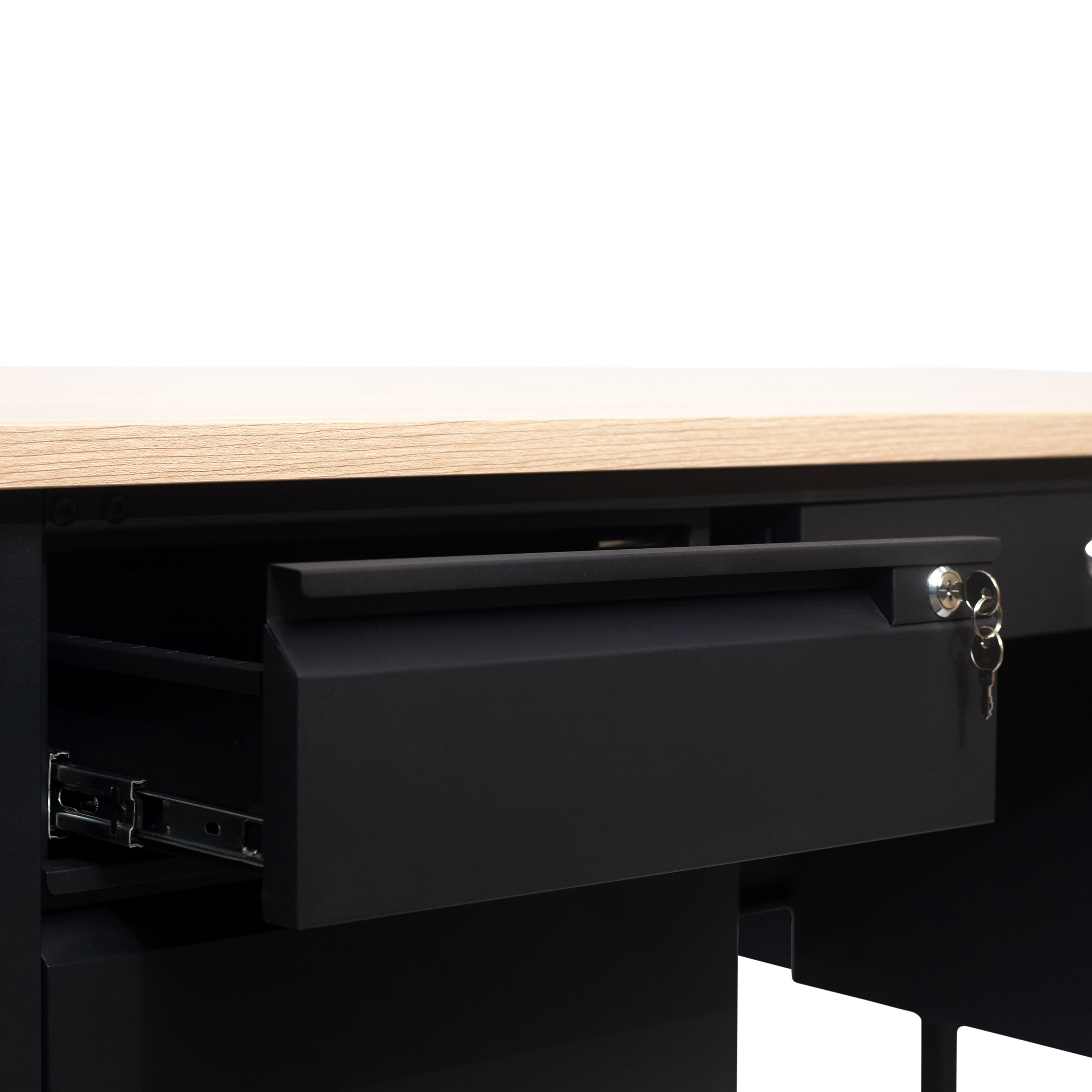 Cambridge Double Pedestal Desk with Locking Drawers and Metal Frame