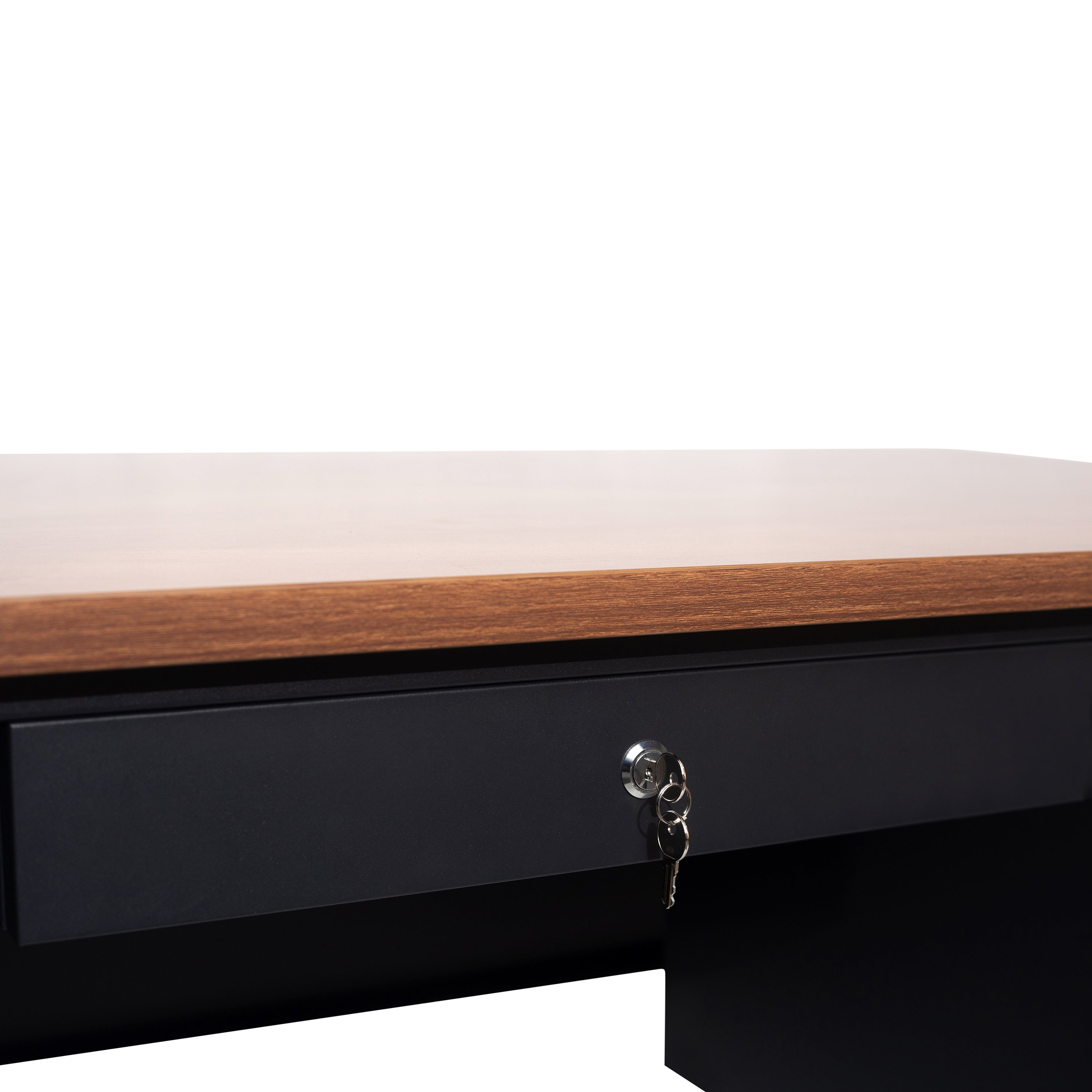 Cambridge Double Pedestal Desk with Locking Drawers and Metal Frame