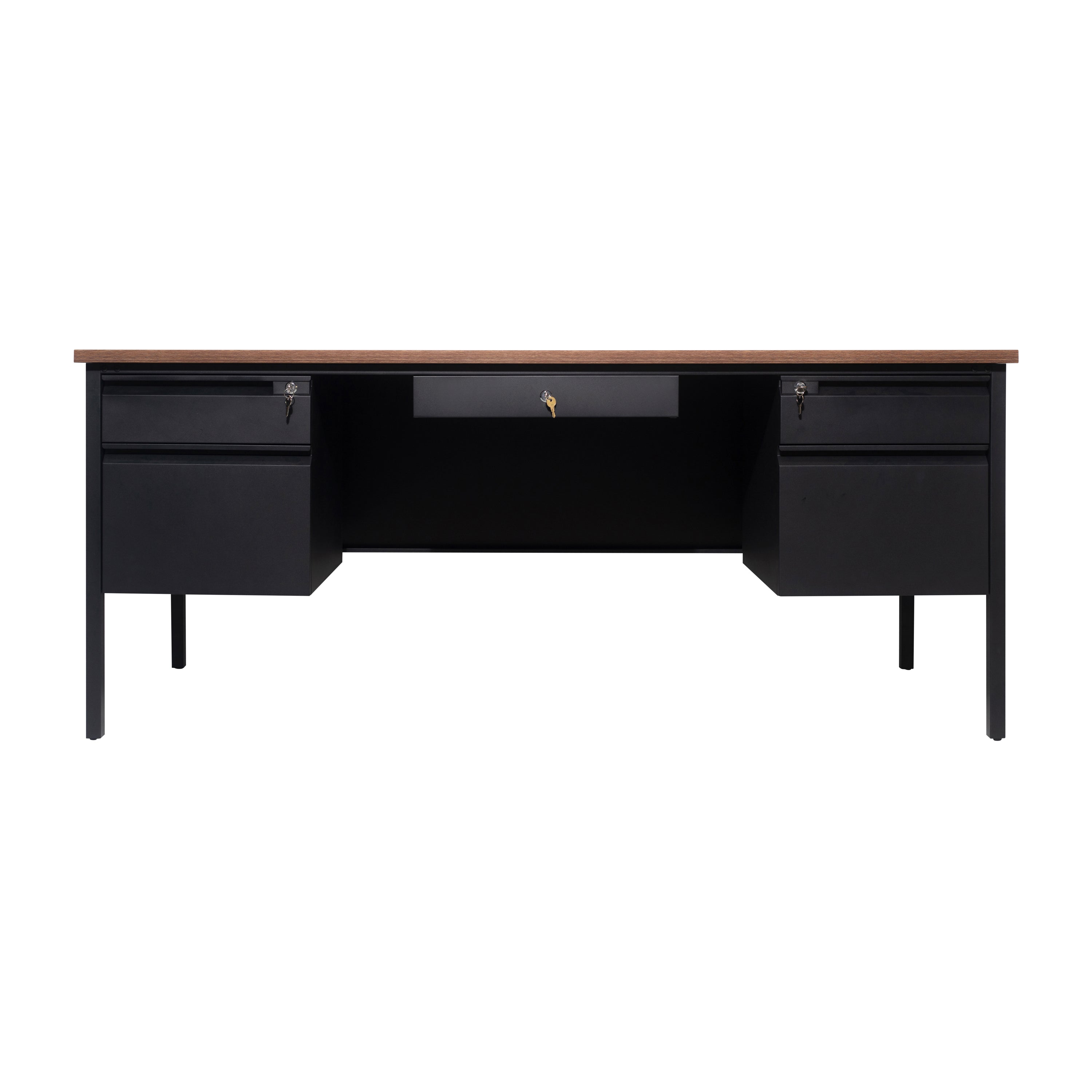 Cambridge Double Pedestal Desk with Locking Drawers and Metal Frame