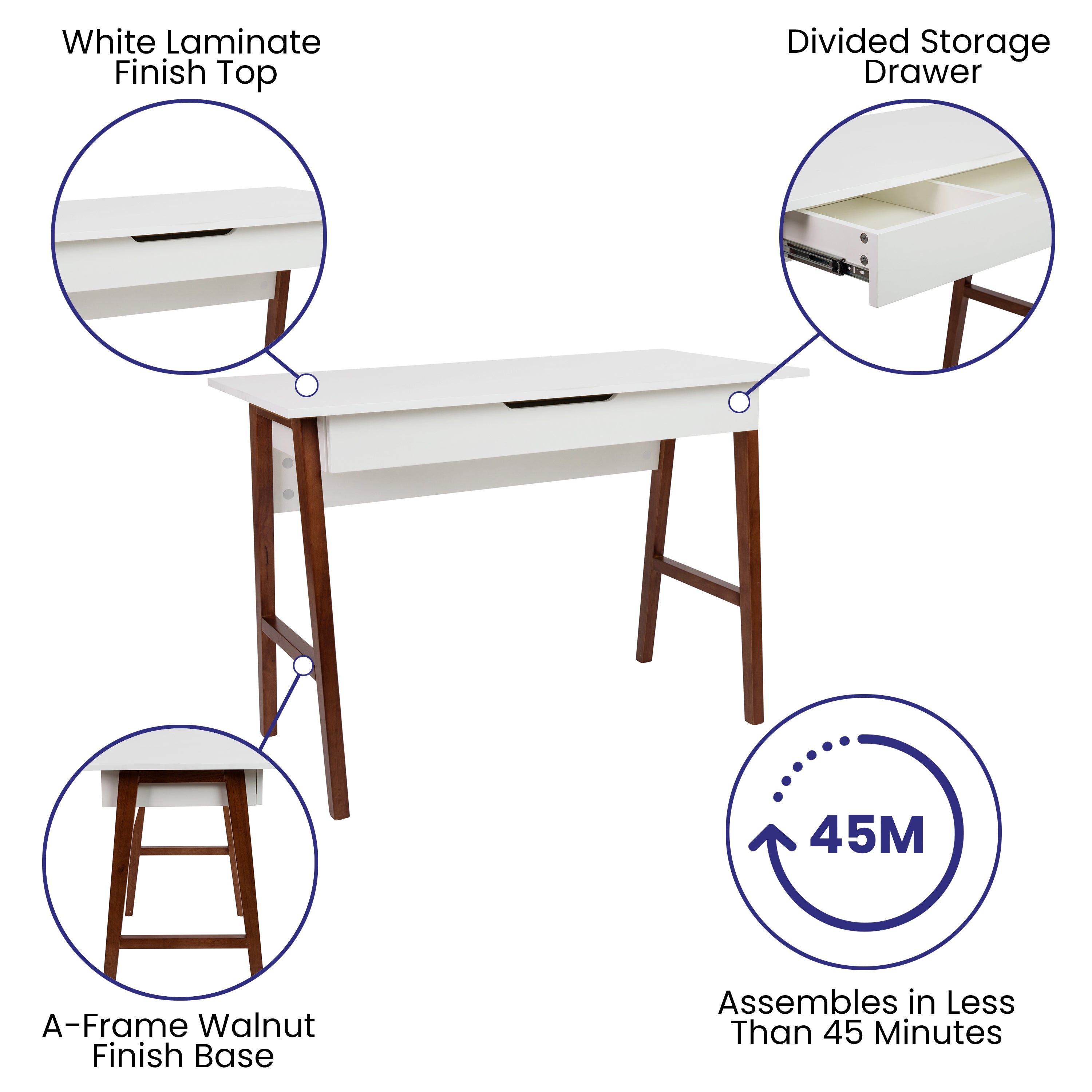 Home Office Writing Computer Desk with Drawer - Table Desk for Writing and Work