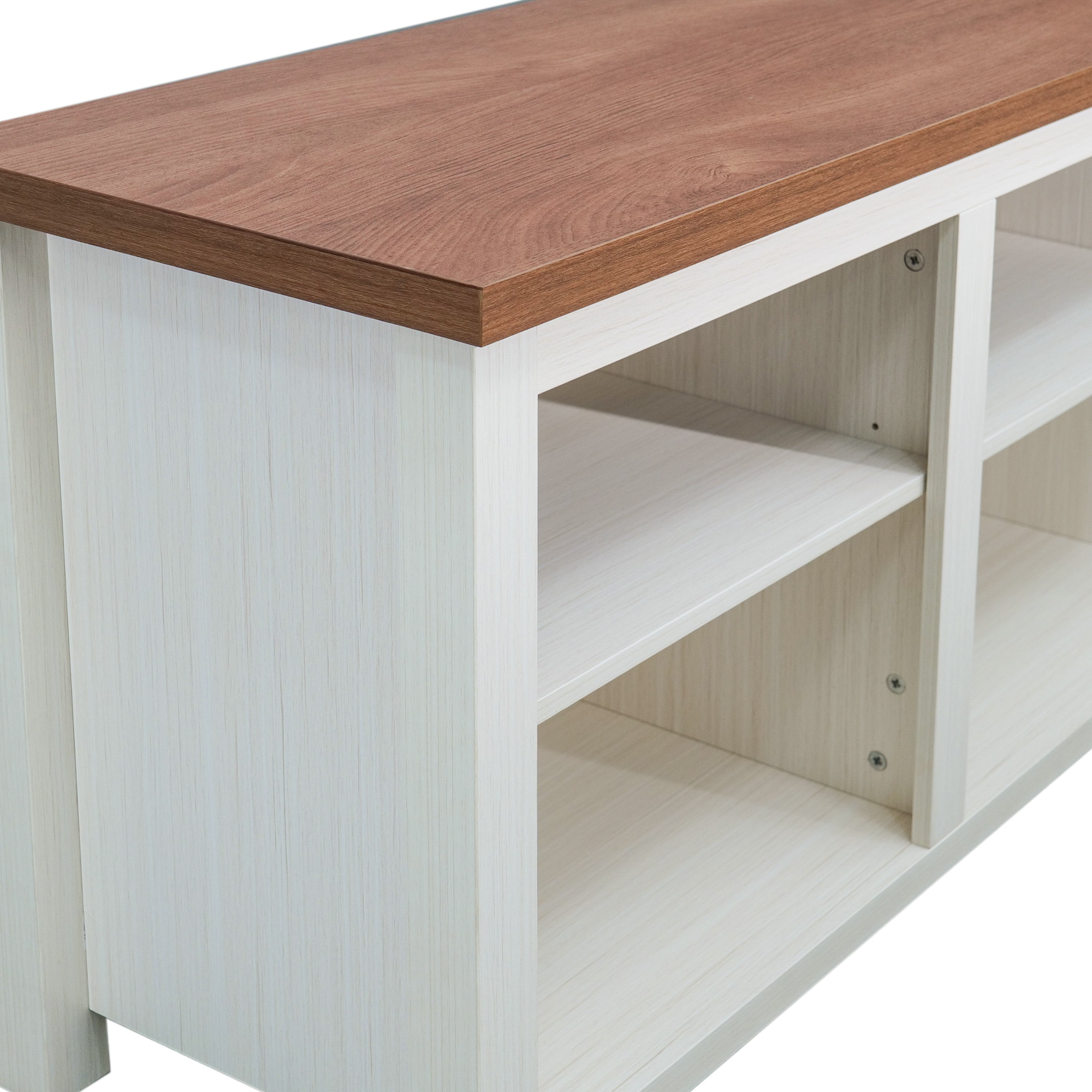 Kilead Farmhouse TV Stand for up to 80" TVs - 65" Engineered Wood Framed Media Console with Open Storage