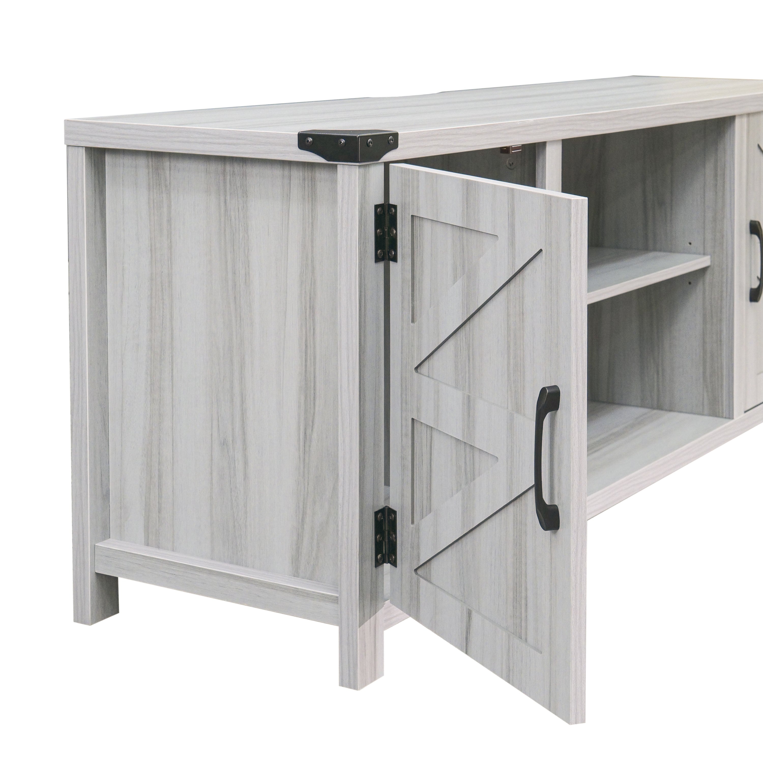 Charlotte Modern Farmhouse Barn Door TV Stand for TV's up to 65 Inches - 59 Inch Industrial Entertainment Center with Adjustable Shelf