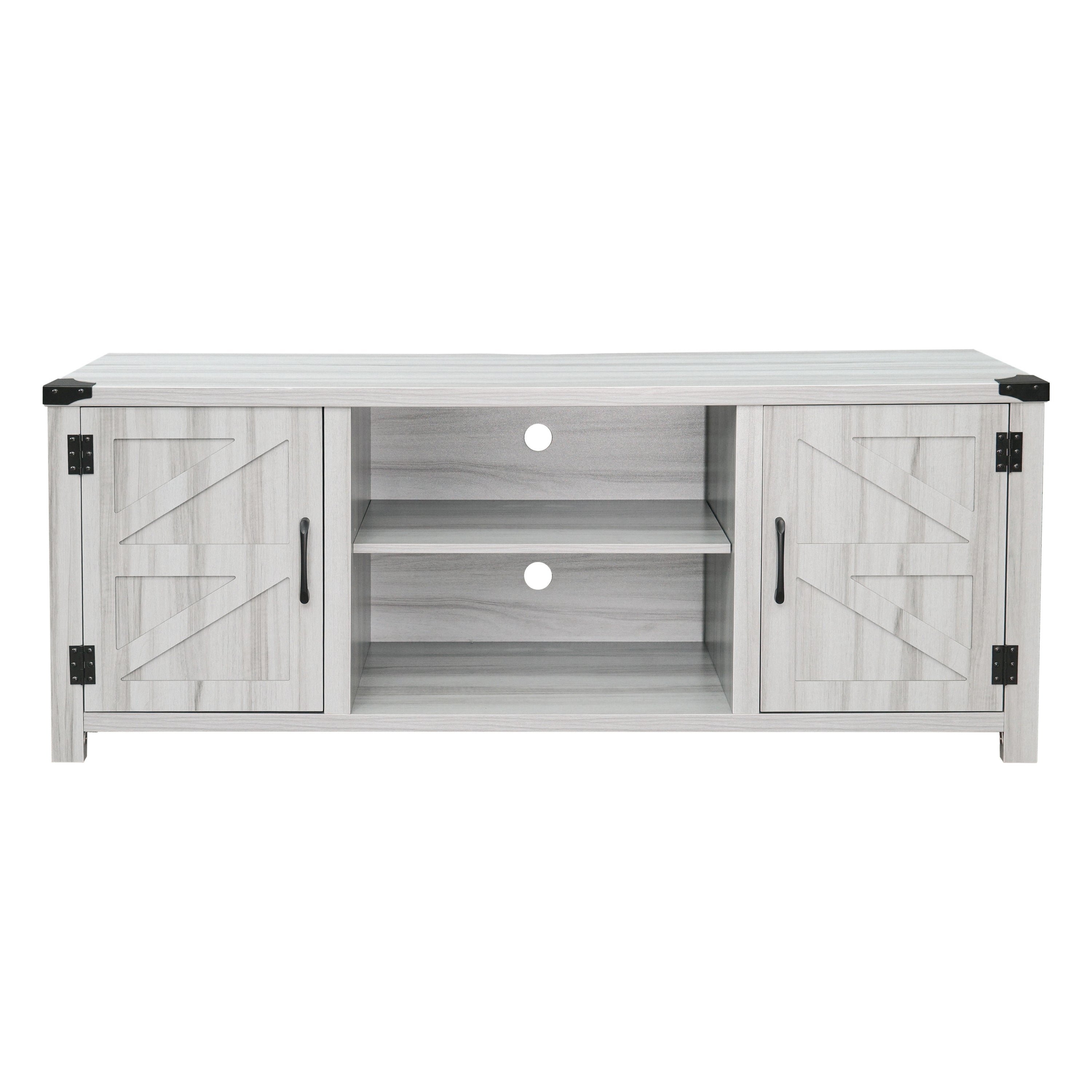 Charlotte Modern Farmhouse Barn Door TV Stand for TV's up to 65 Inches - 59 Inch Industrial Entertainment Center with Adjustable Shelf