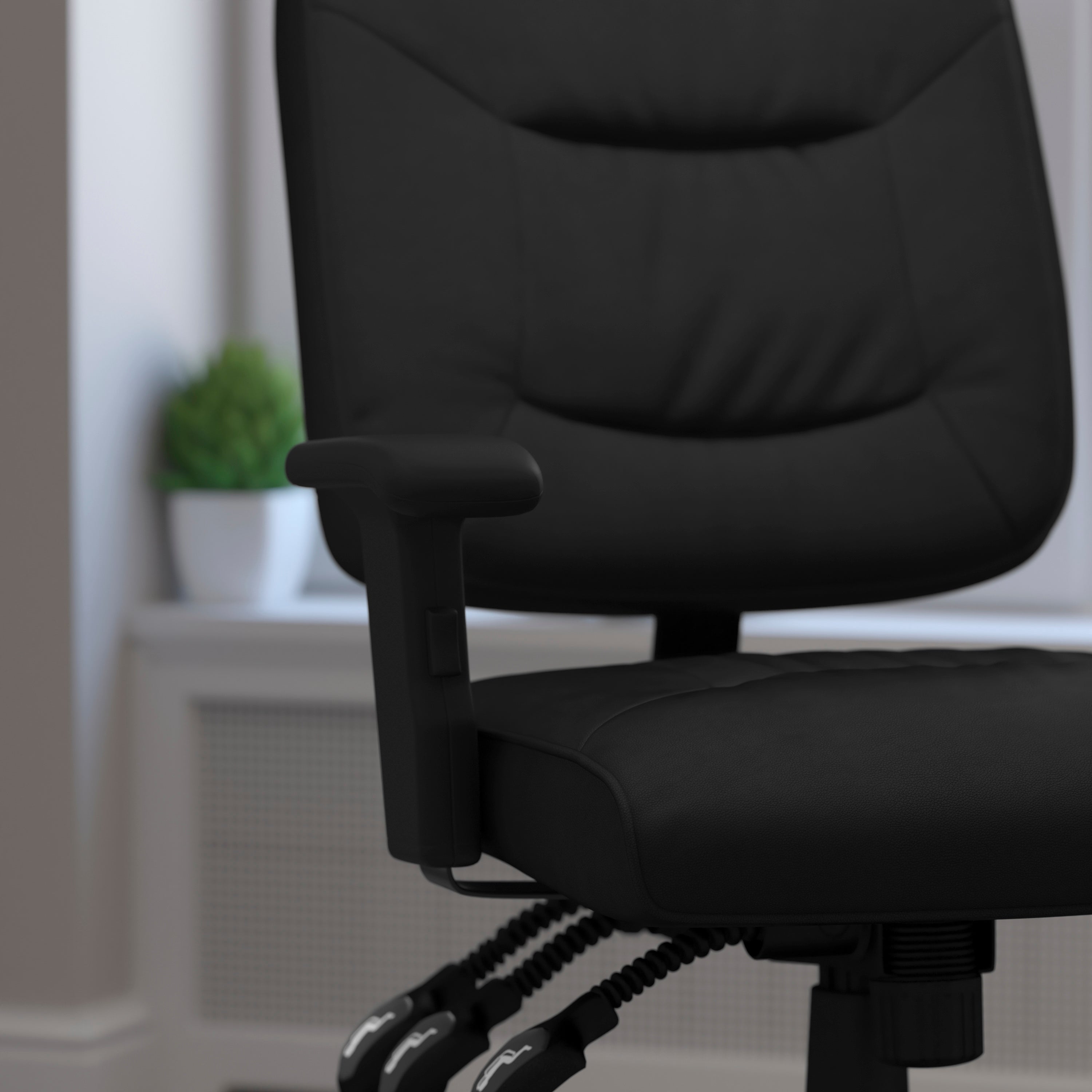 Mid-Back LeatherSoft Multifunction Swivel Ergonomic Task Office Chair with Adjustable Arms