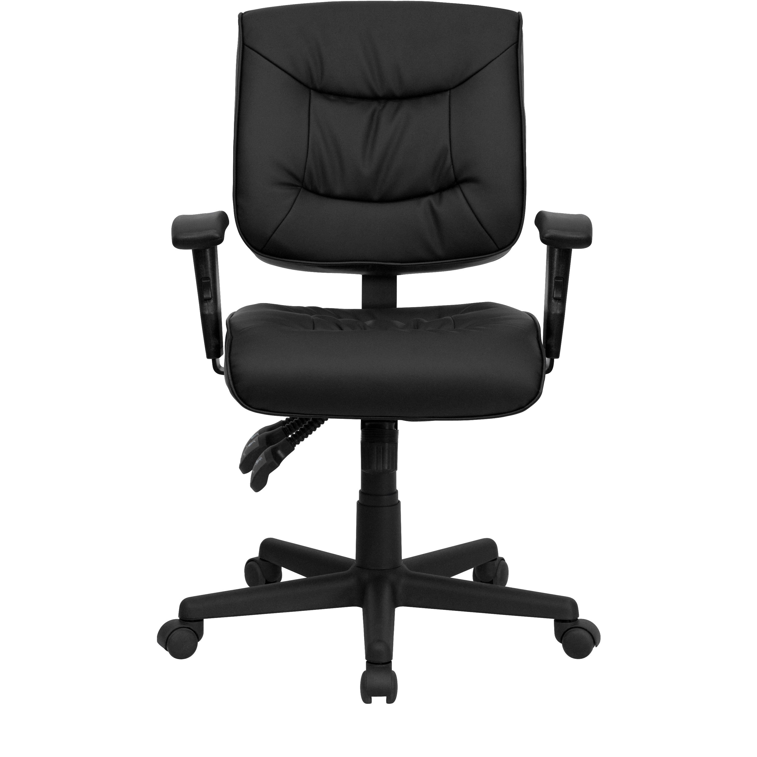 Mid-Back LeatherSoft Multifunction Swivel Ergonomic Task Office Chair with Adjustable Arms
