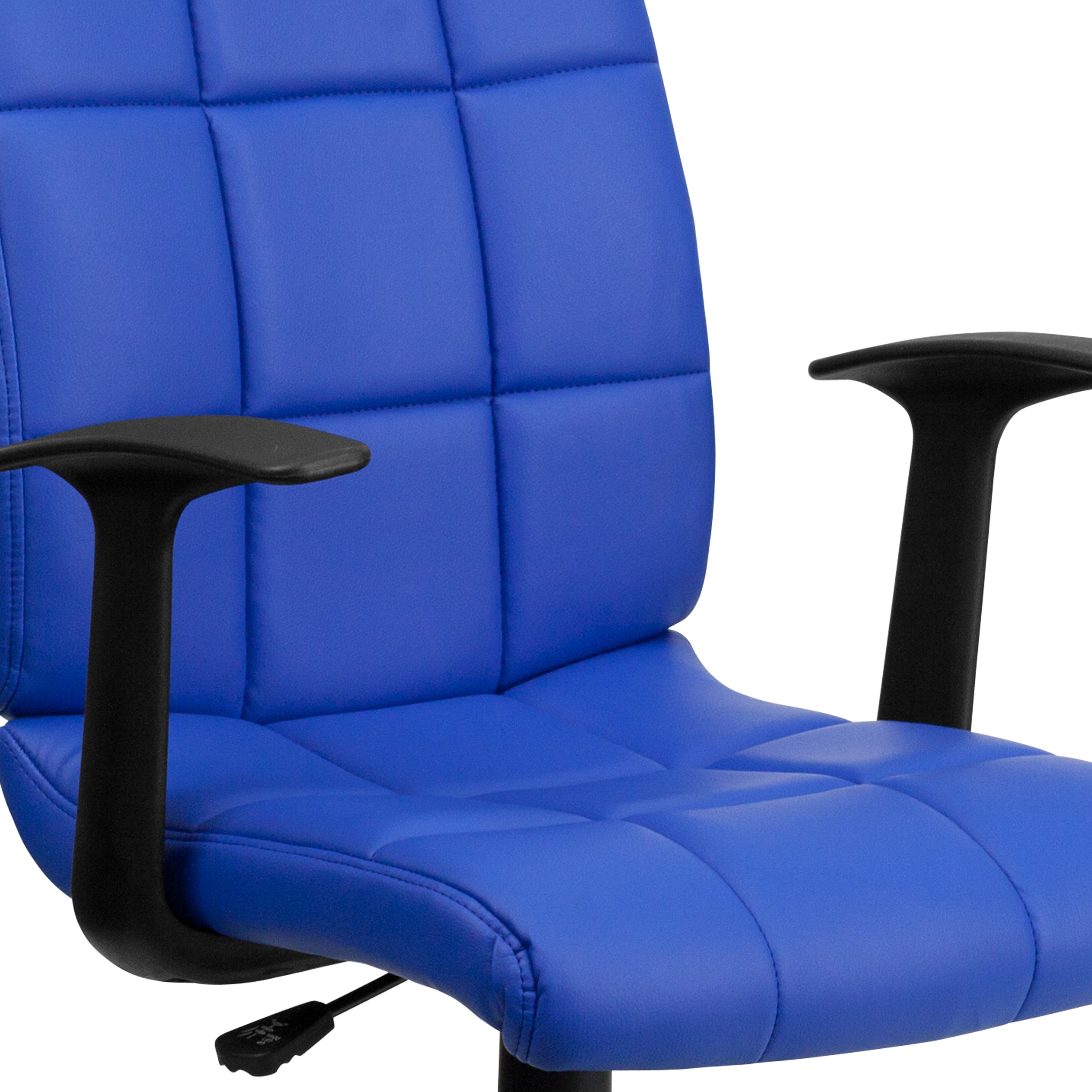 Mid-Back Quilted Vinyl Swivel Task Office Chair with Arms