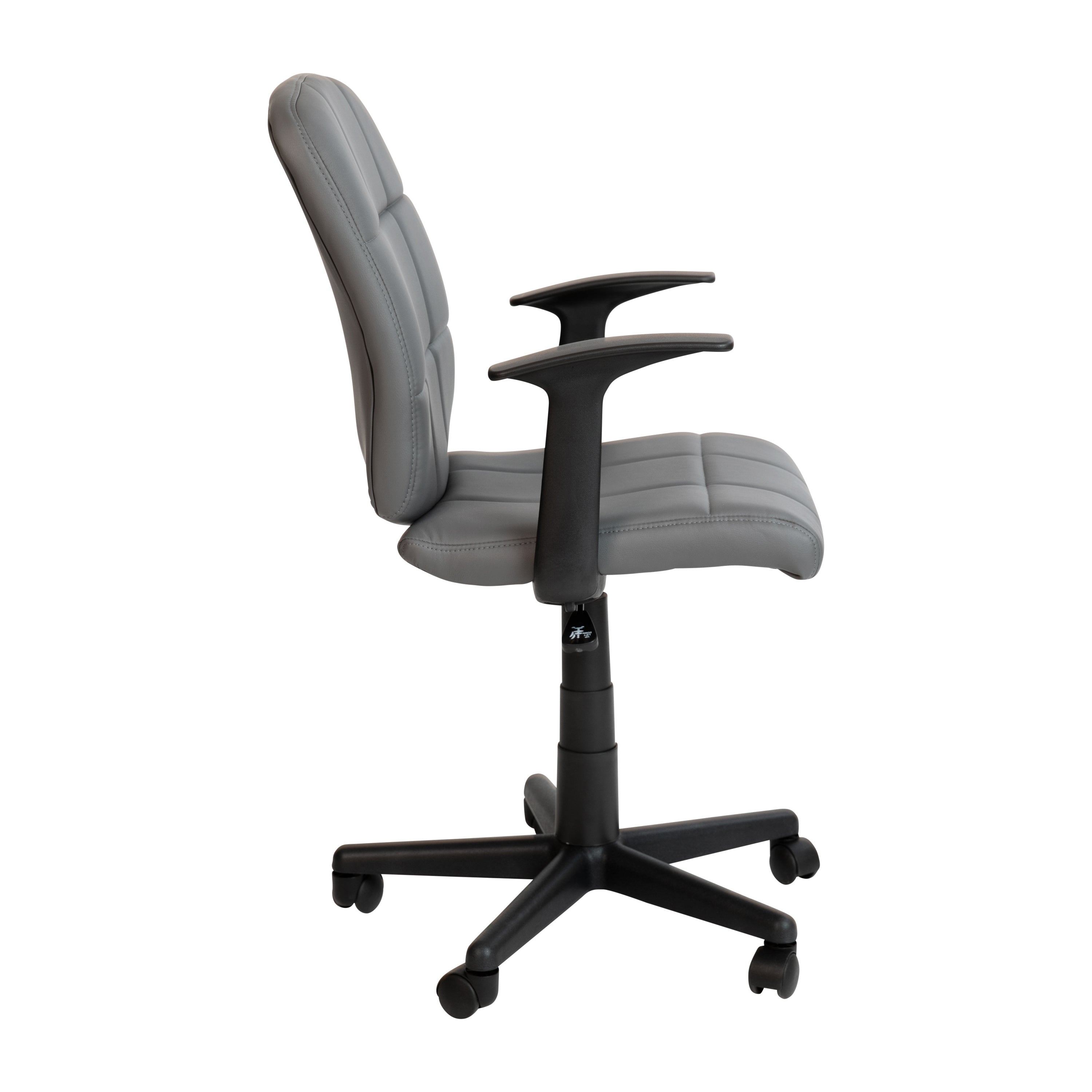 Mid-Back Quilted Vinyl Swivel Task Office Chair with Arms