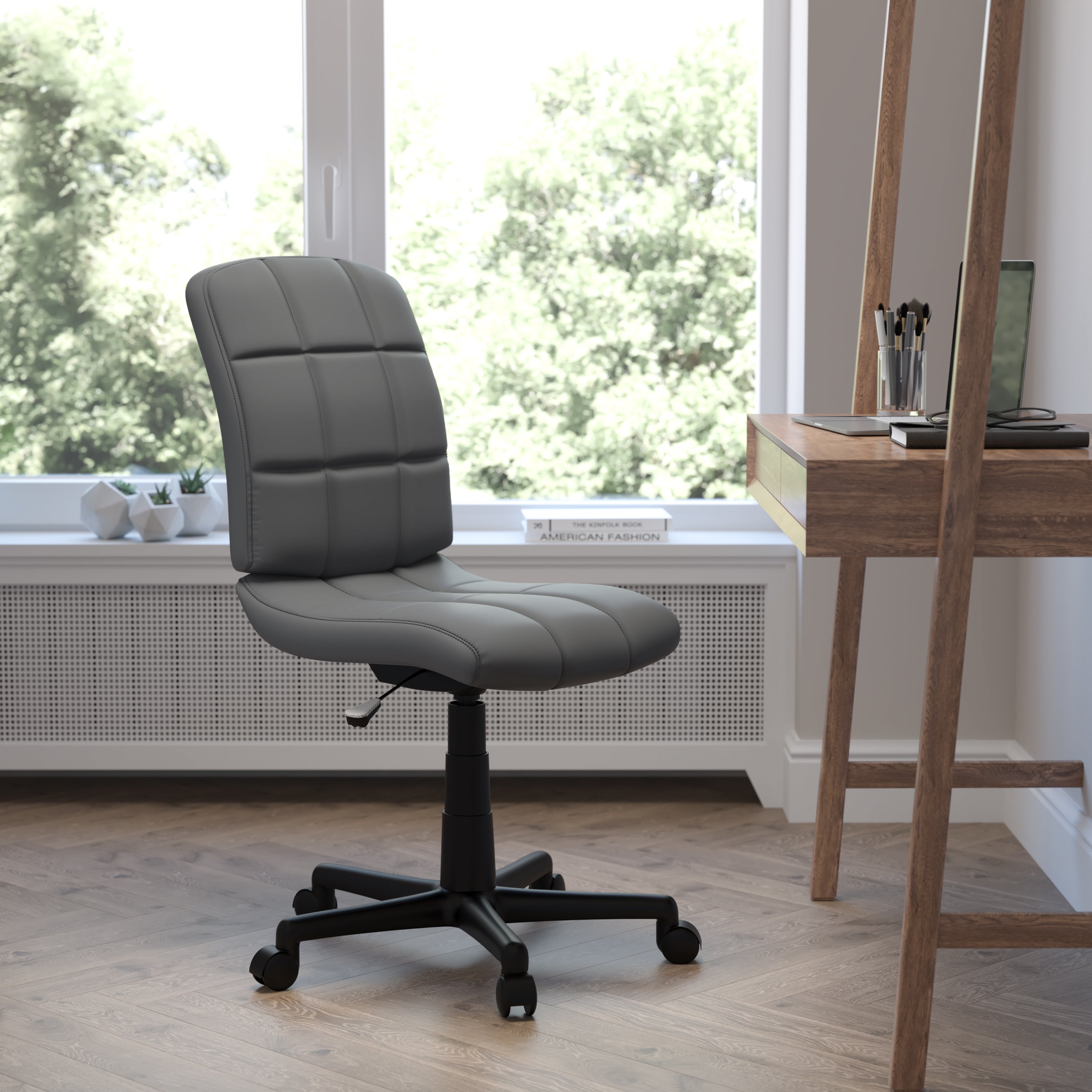 Mid-Back Quilted Vinyl Swivel Task Office Chair