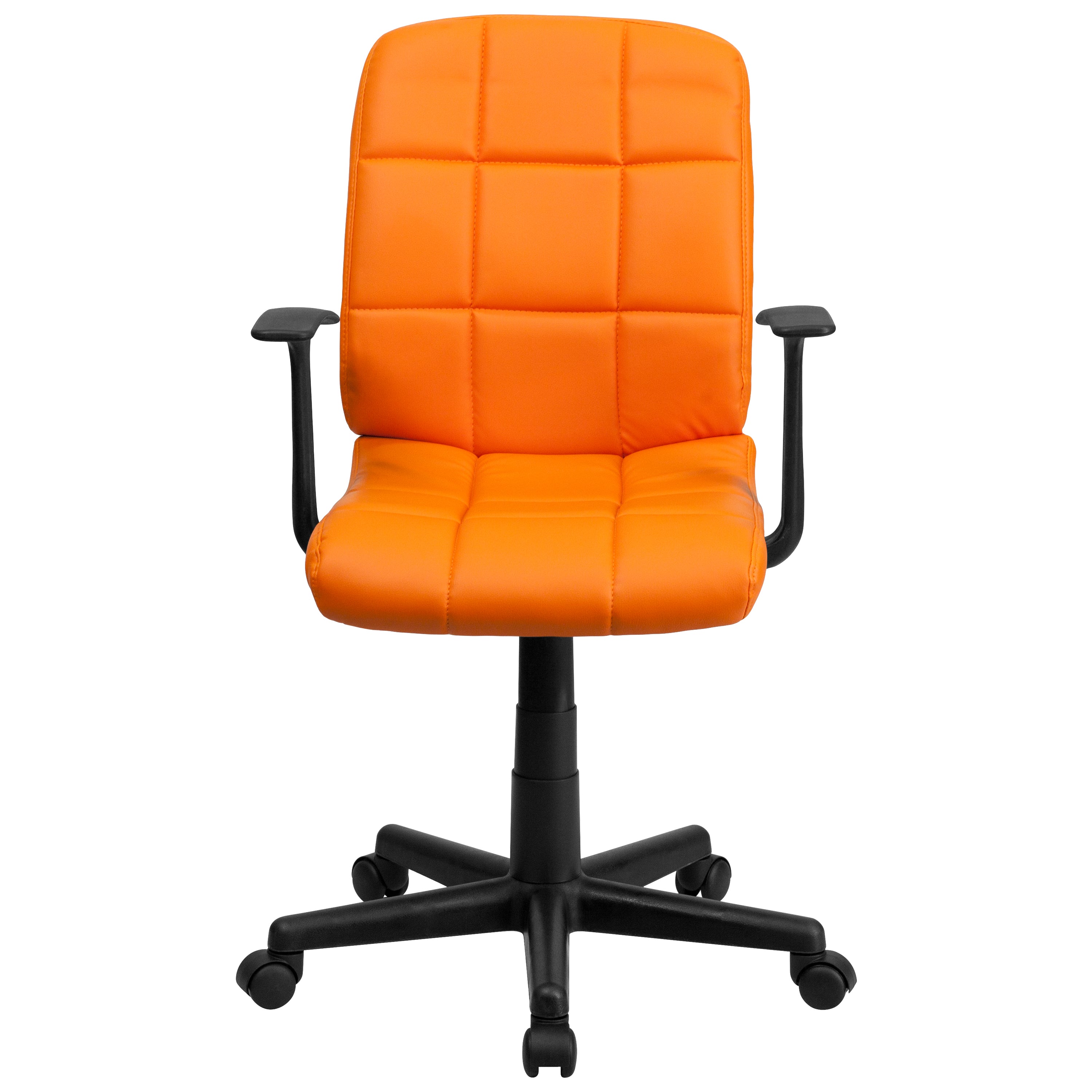 Mid-Back Quilted Vinyl Swivel Task Office Chair with Arms