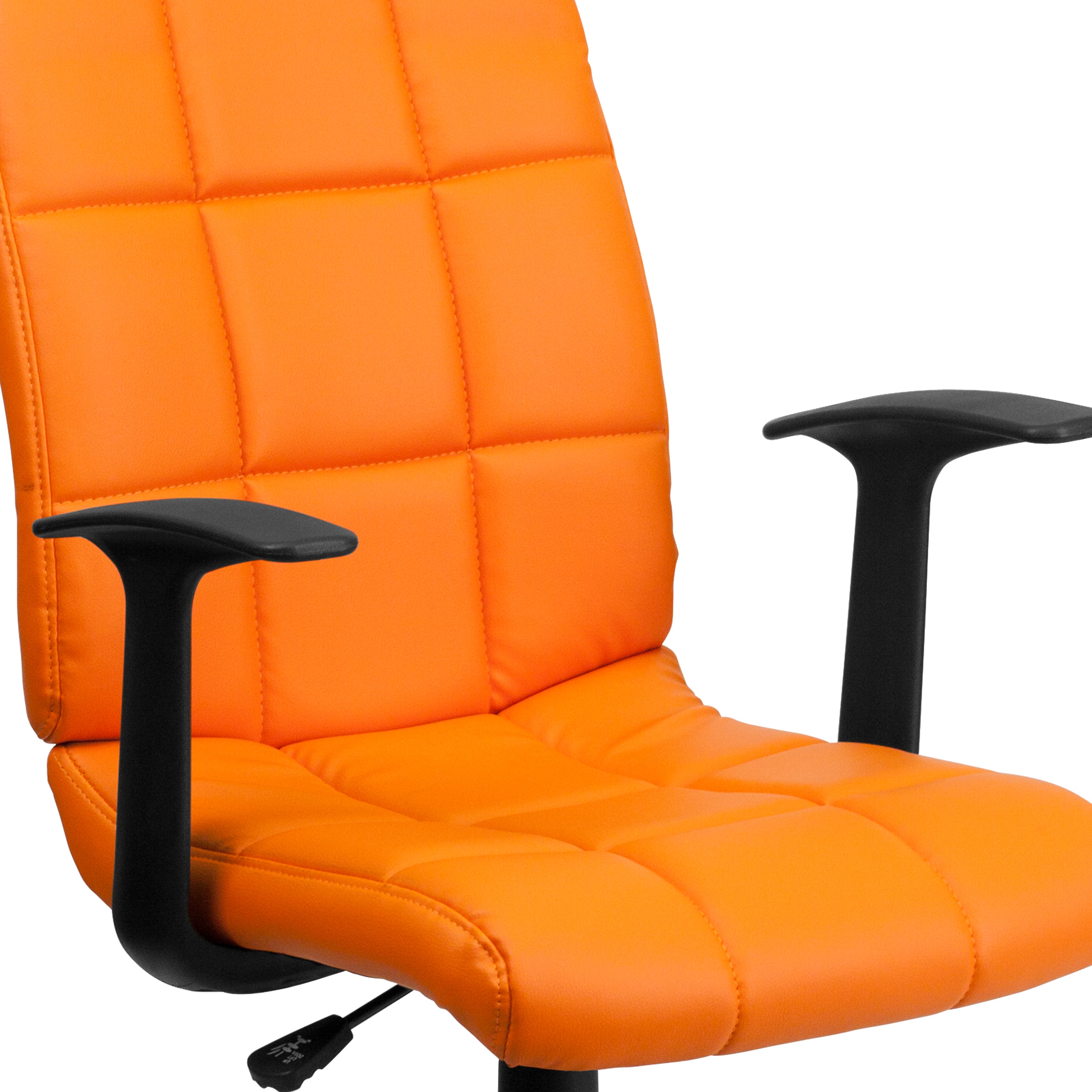 Mid-Back Quilted Vinyl Swivel Task Office Chair with Arms