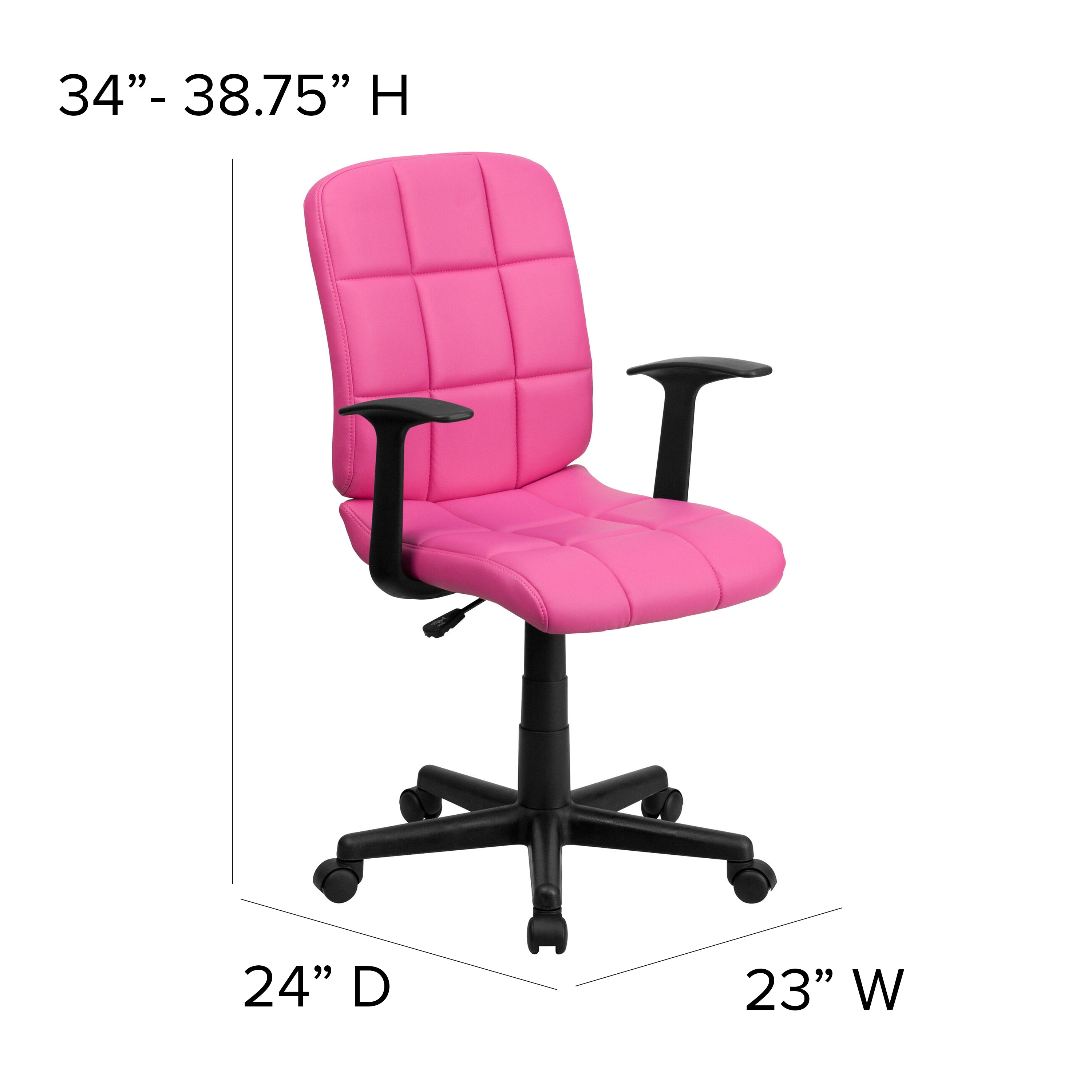 Mid-Back Quilted Vinyl Swivel Task Office Chair with Arms