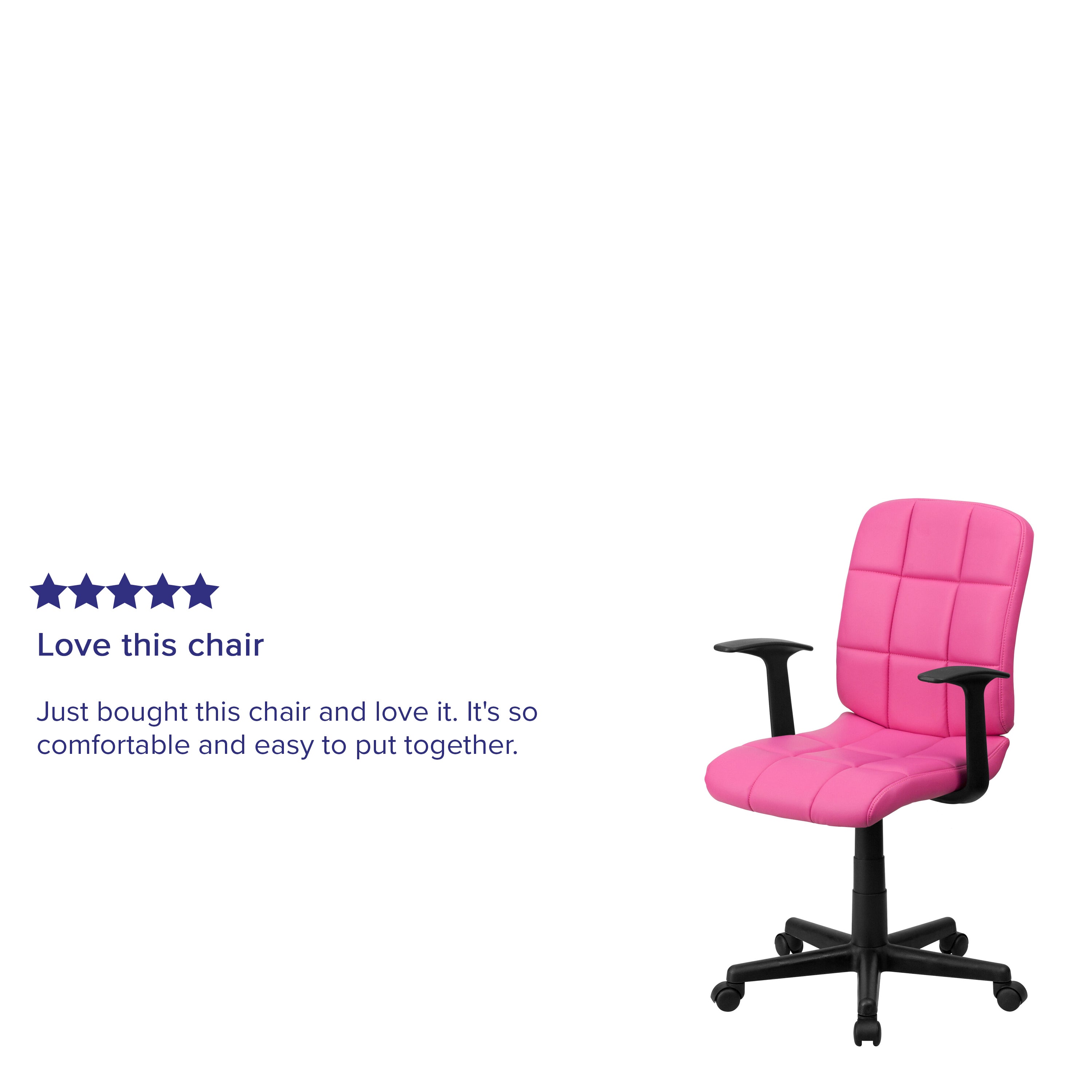 Mid-Back Quilted Vinyl Swivel Task Office Chair with Arms