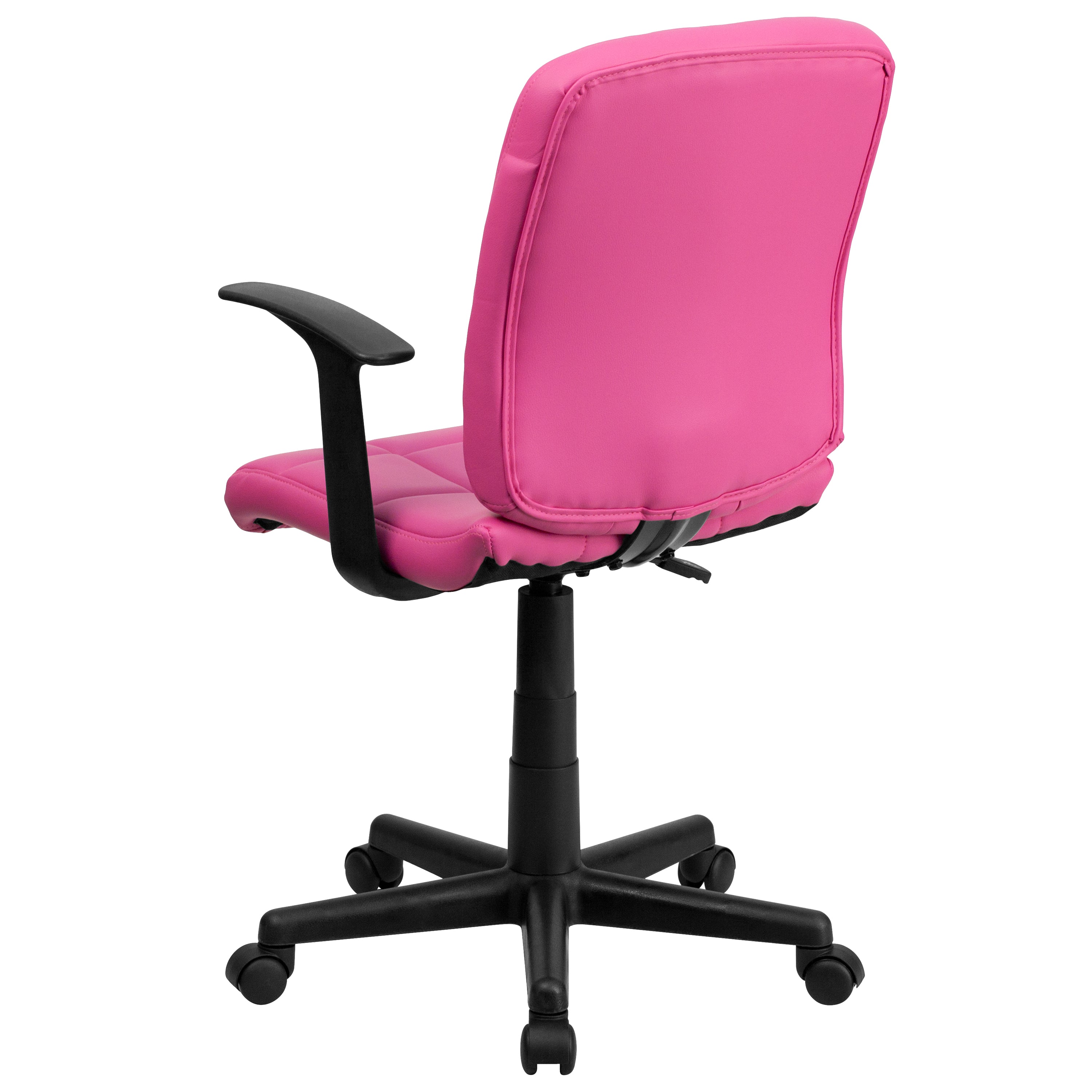 Mid-Back Quilted Vinyl Swivel Task Office Chair with Arms