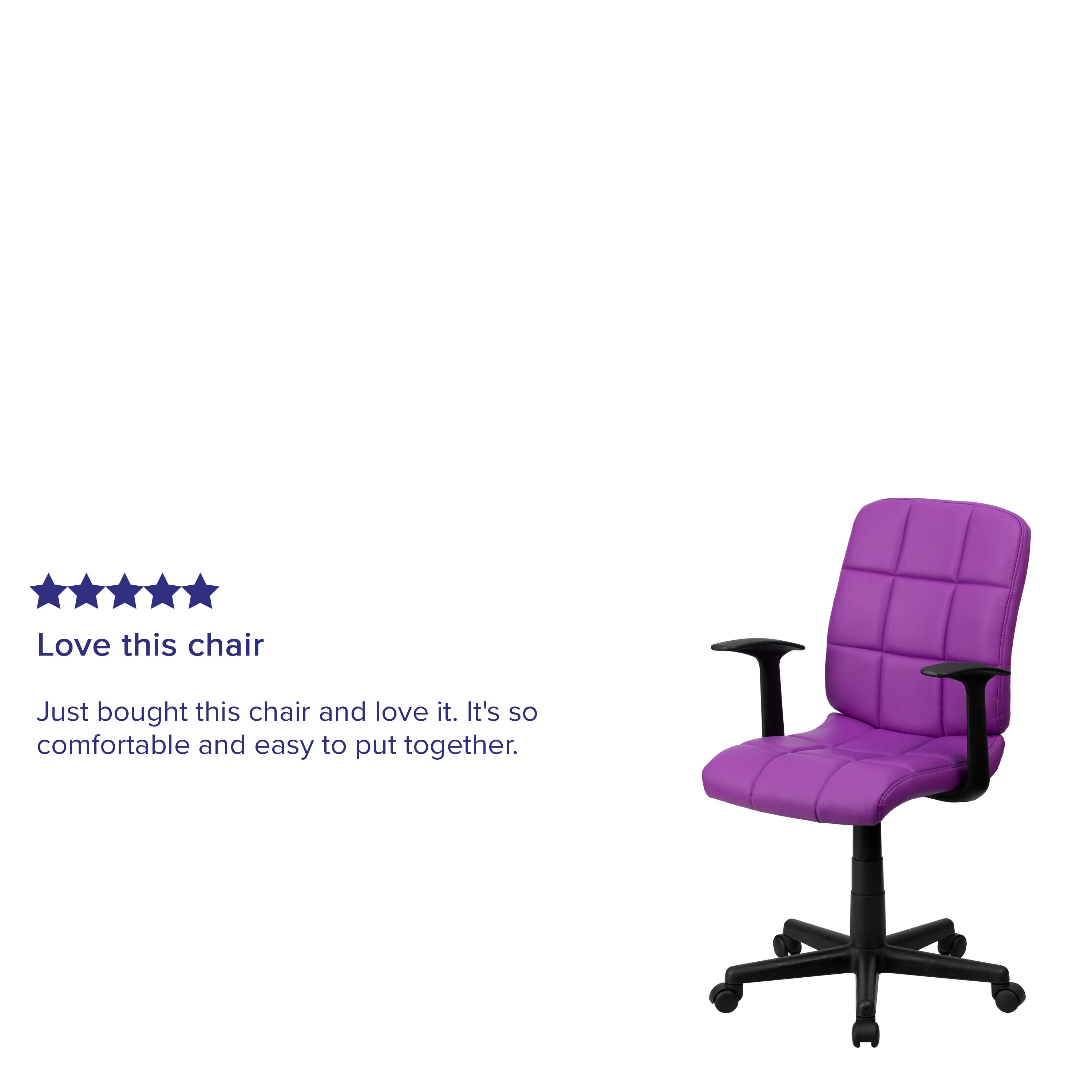 Mid-Back Quilted Vinyl Swivel Task Office Chair with Arms
