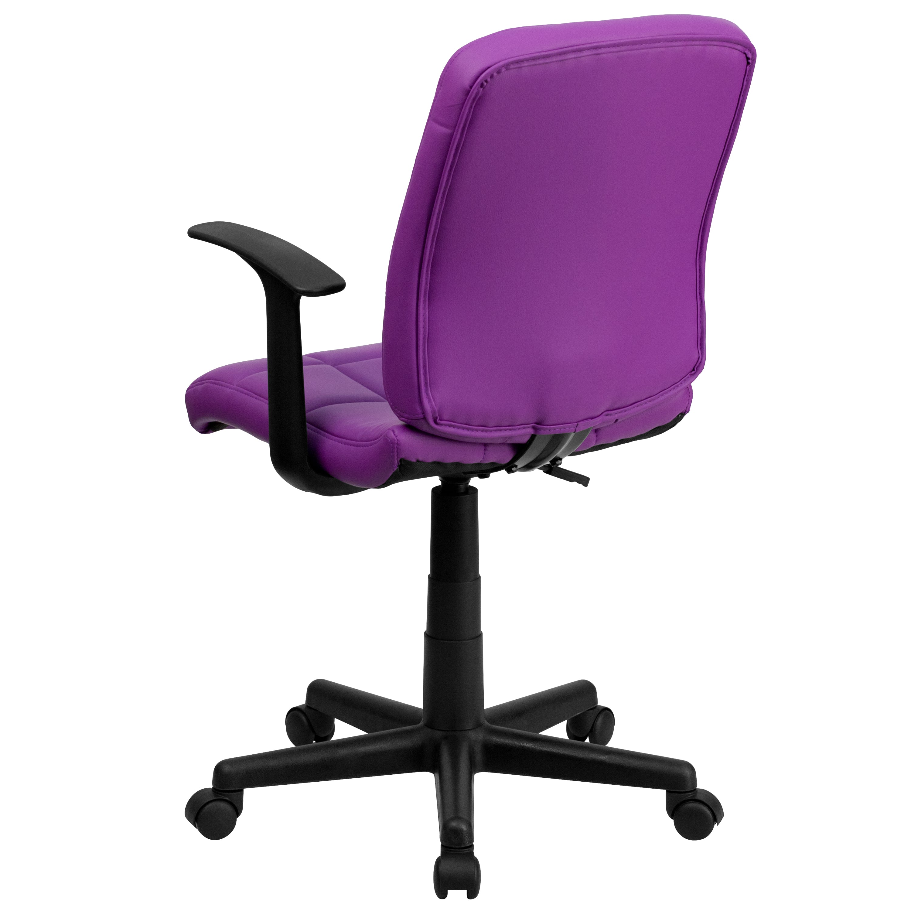 Mid-Back Quilted Vinyl Swivel Task Office Chair with Arms