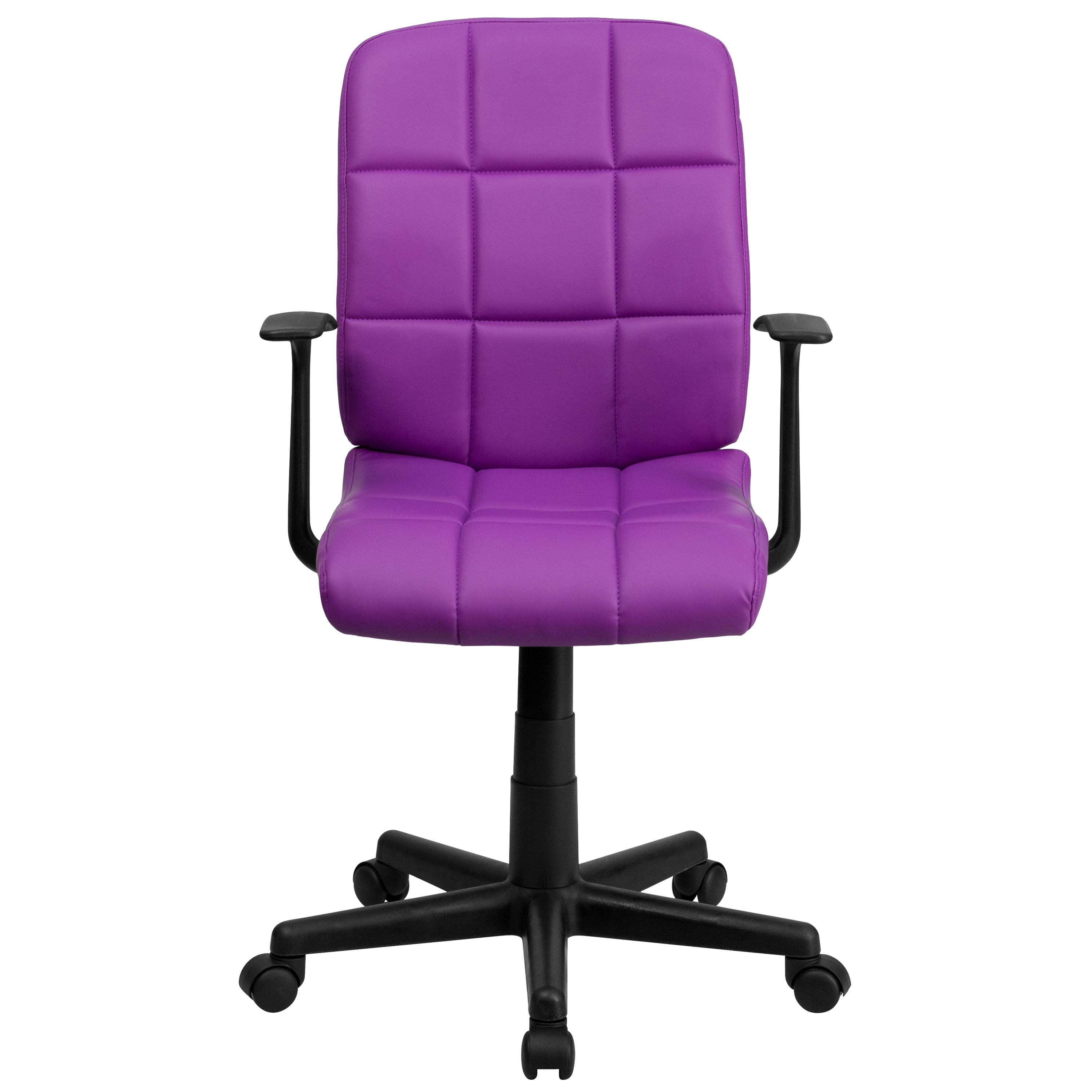 Mid-Back Quilted Vinyl Swivel Task Office Chair with Arms