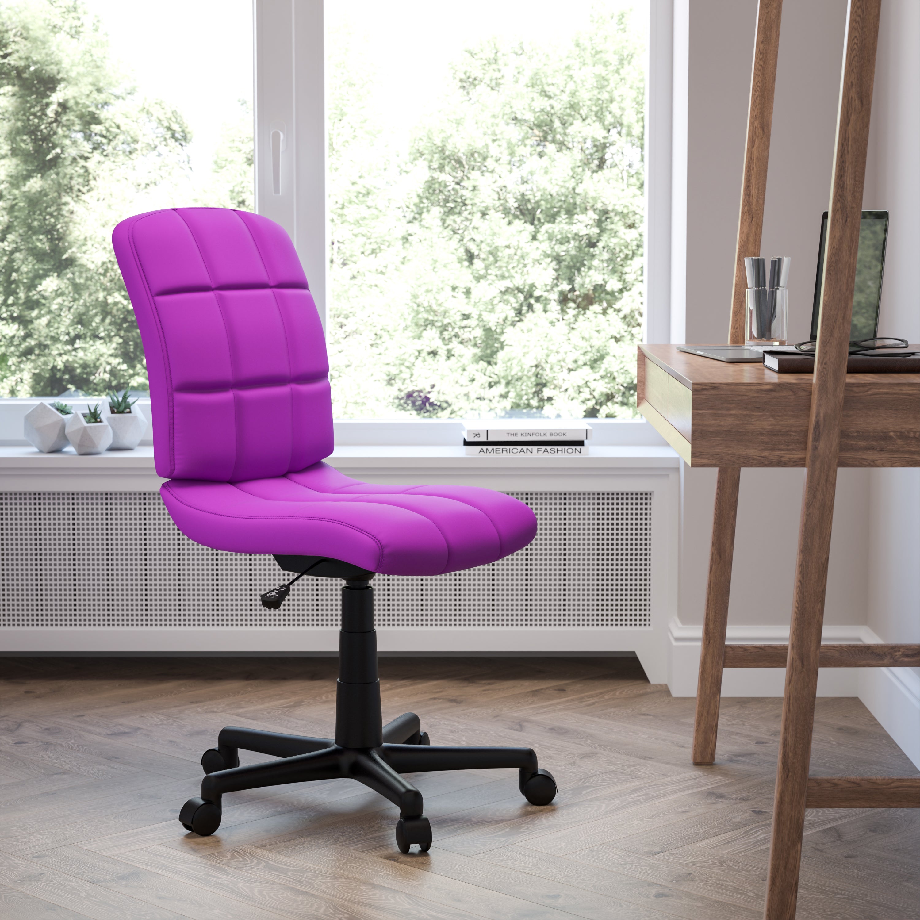 Mid-Back Quilted Vinyl Swivel Task Office Chair