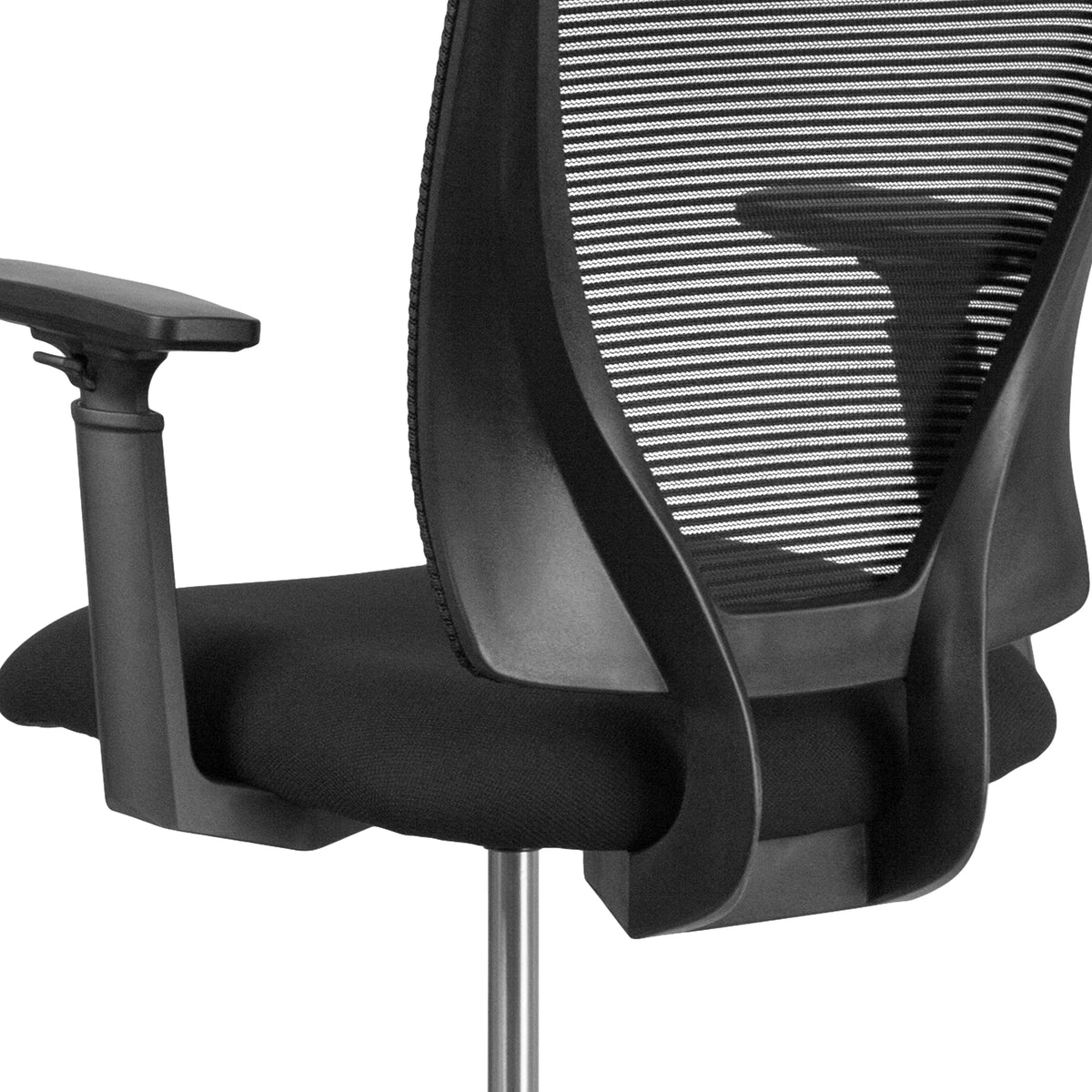 Ergonomic Mid-Back Mesh Drafting Chair with Fabric Seat, Adjustable Foot Ring and Arms