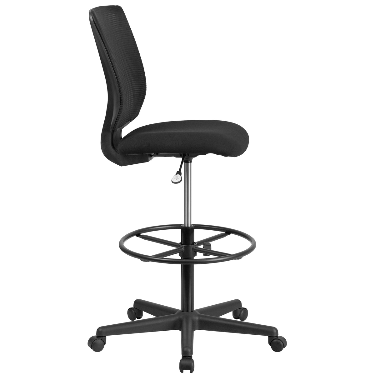 Ergonomic Mid-Back Mesh Drafting Chair with Fabric Seat and Adjustable Foot Ring