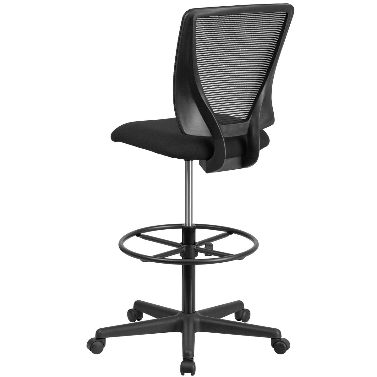 Ergonomic Mid-Back Mesh Drafting Chair with Fabric Seat and Adjustable Foot Ring