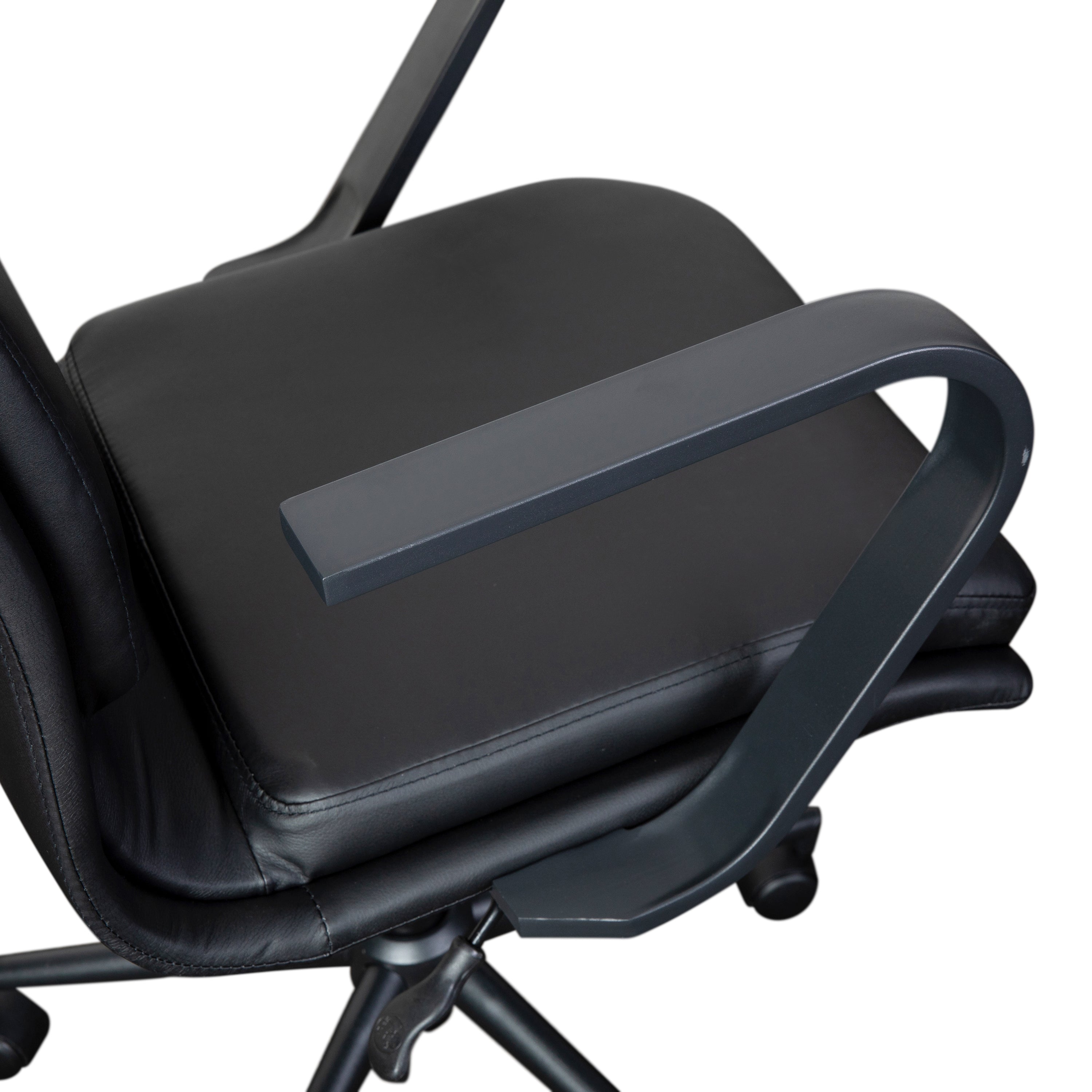 James Mid-Back Designer Executive Upholstered Office Chair with Brushed Metal Base and Arms