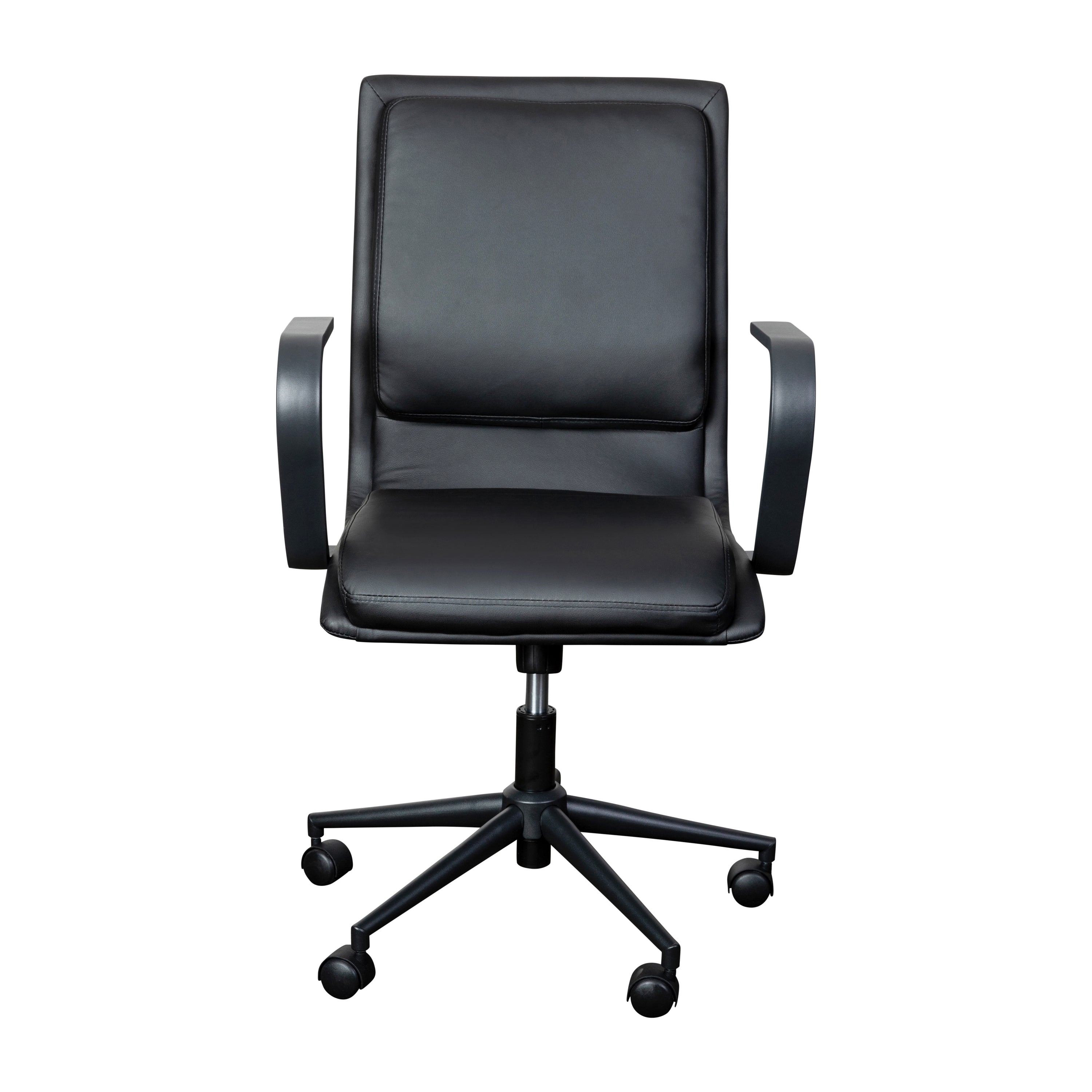 James Mid-Back Designer Executive Upholstered Office Chair with Brushed Metal Base and Arms