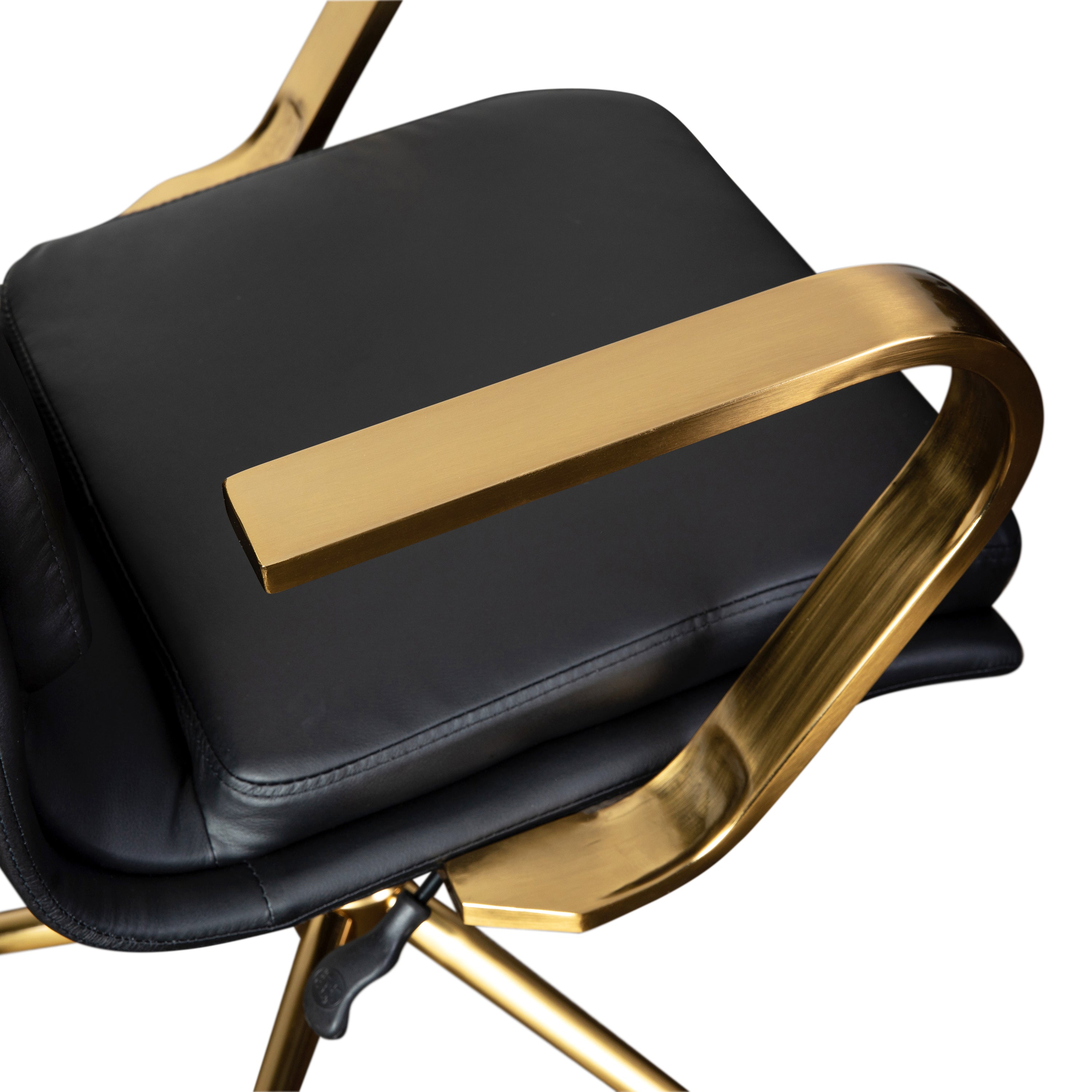 James Mid-Back Designer Executive Upholstered Office Chair with Brushed Metal Base and Arms