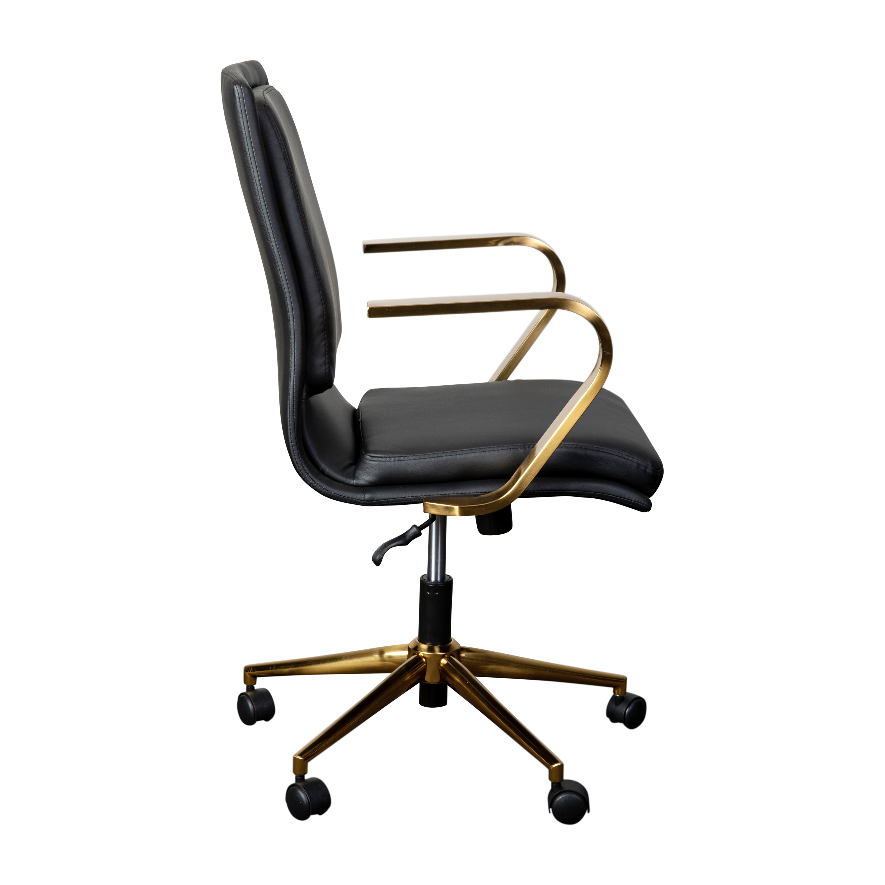 James Mid-Back Designer Executive Upholstered Office Chair with Brushed Metal Base and Arms