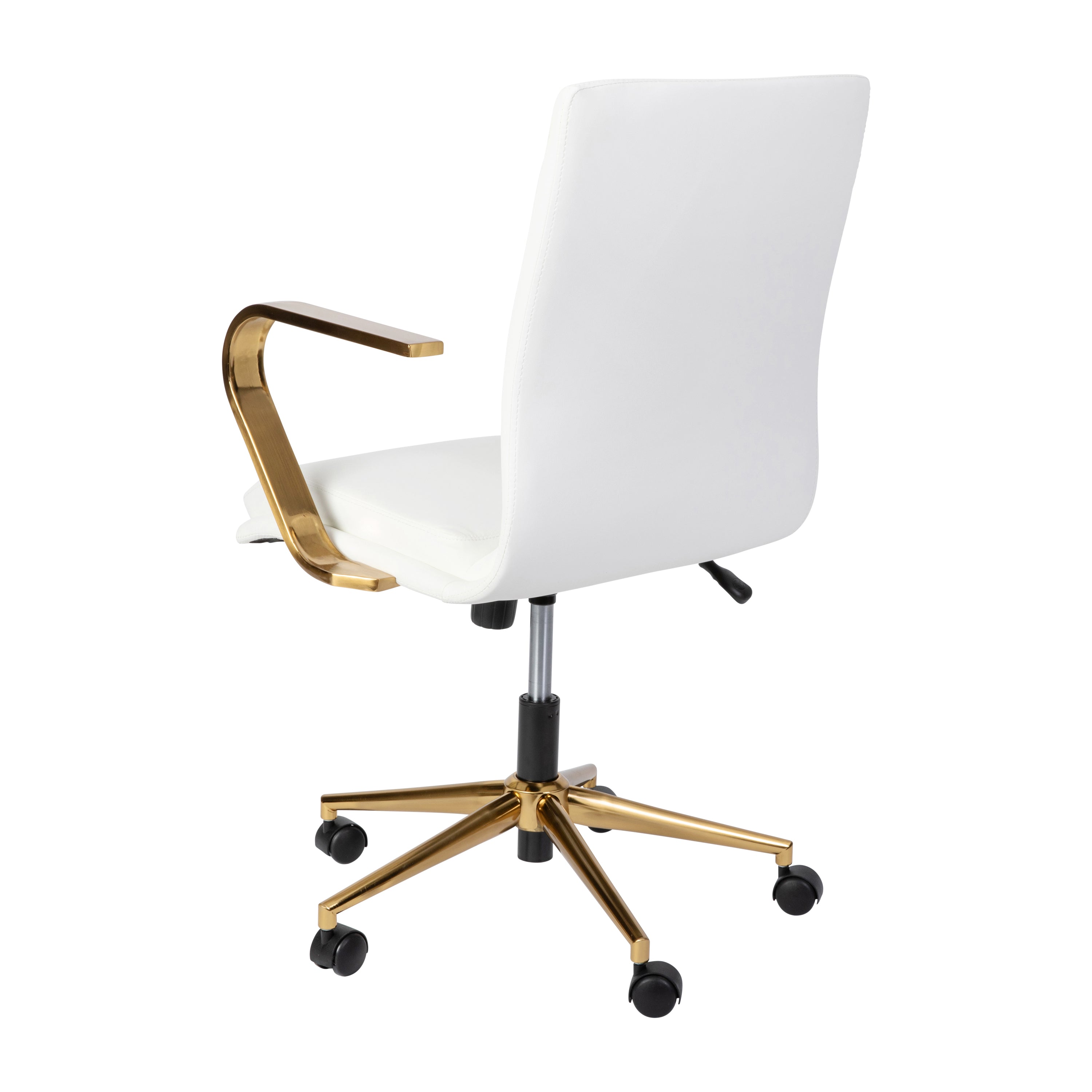 James Mid-Back Designer Executive Upholstered Office Chair with Brushed Metal Base and Arms