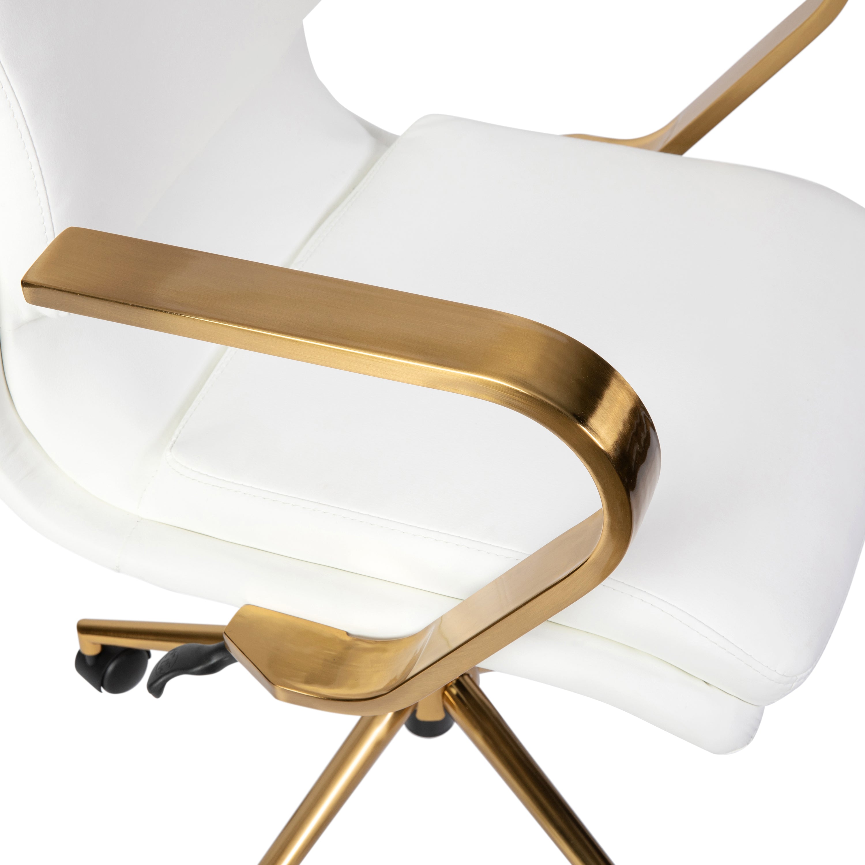James Mid-Back Designer Executive Upholstered Office Chair with Brushed Metal Base and Arms