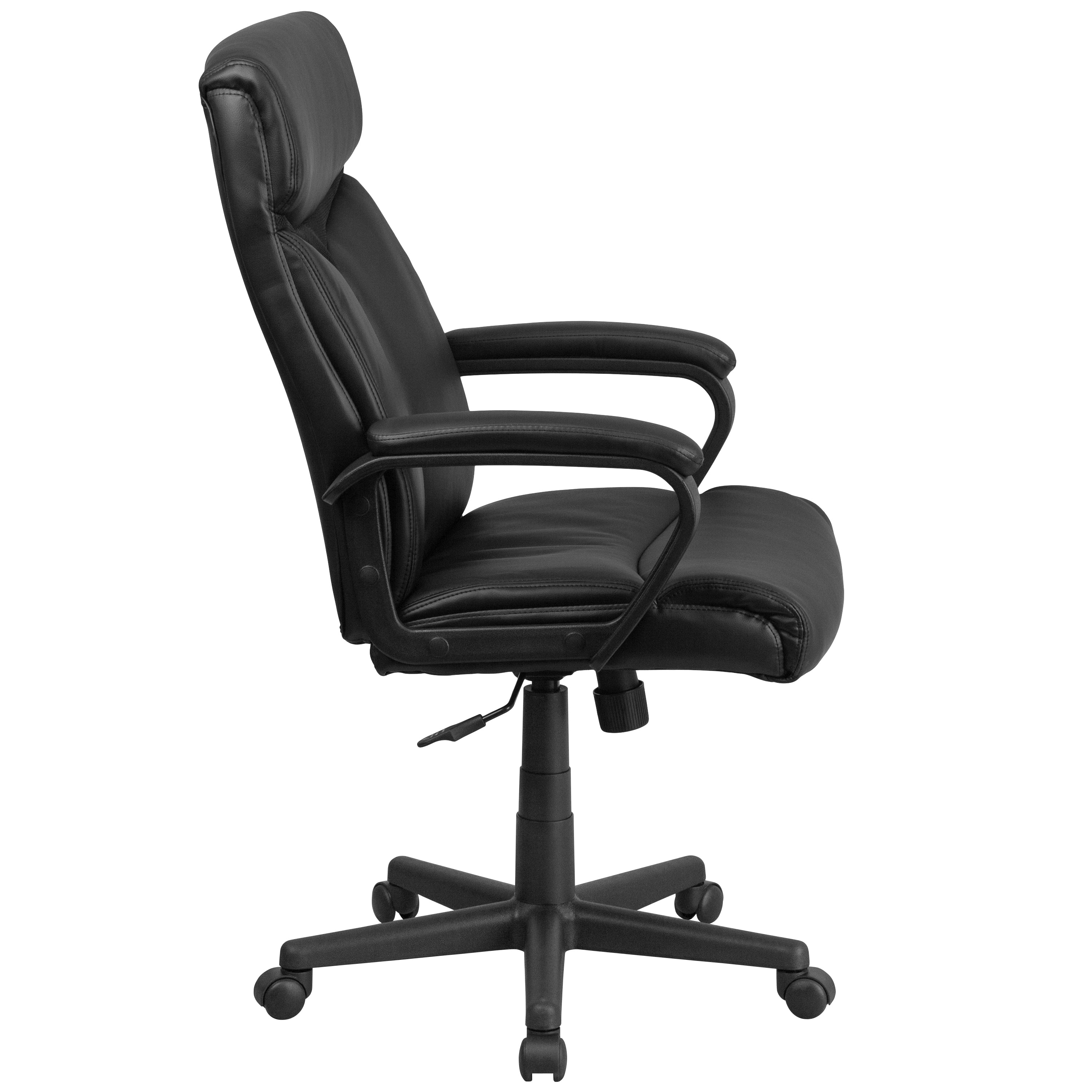 High Back LeatherSoft Executive Swivel Office Chair with Slight Mesh Accent and Arms