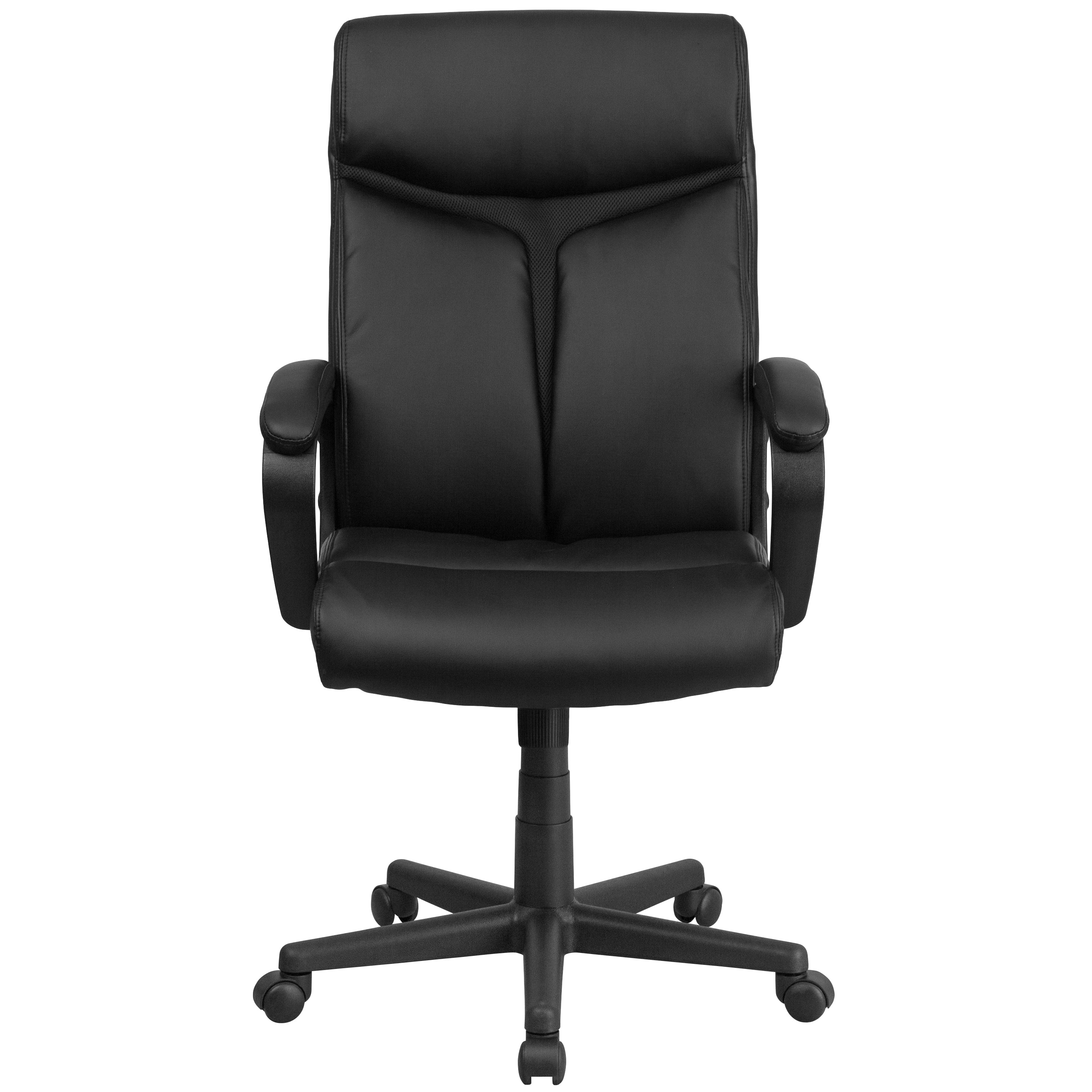 High Back LeatherSoft Executive Swivel Office Chair with Slight Mesh Accent and Arms