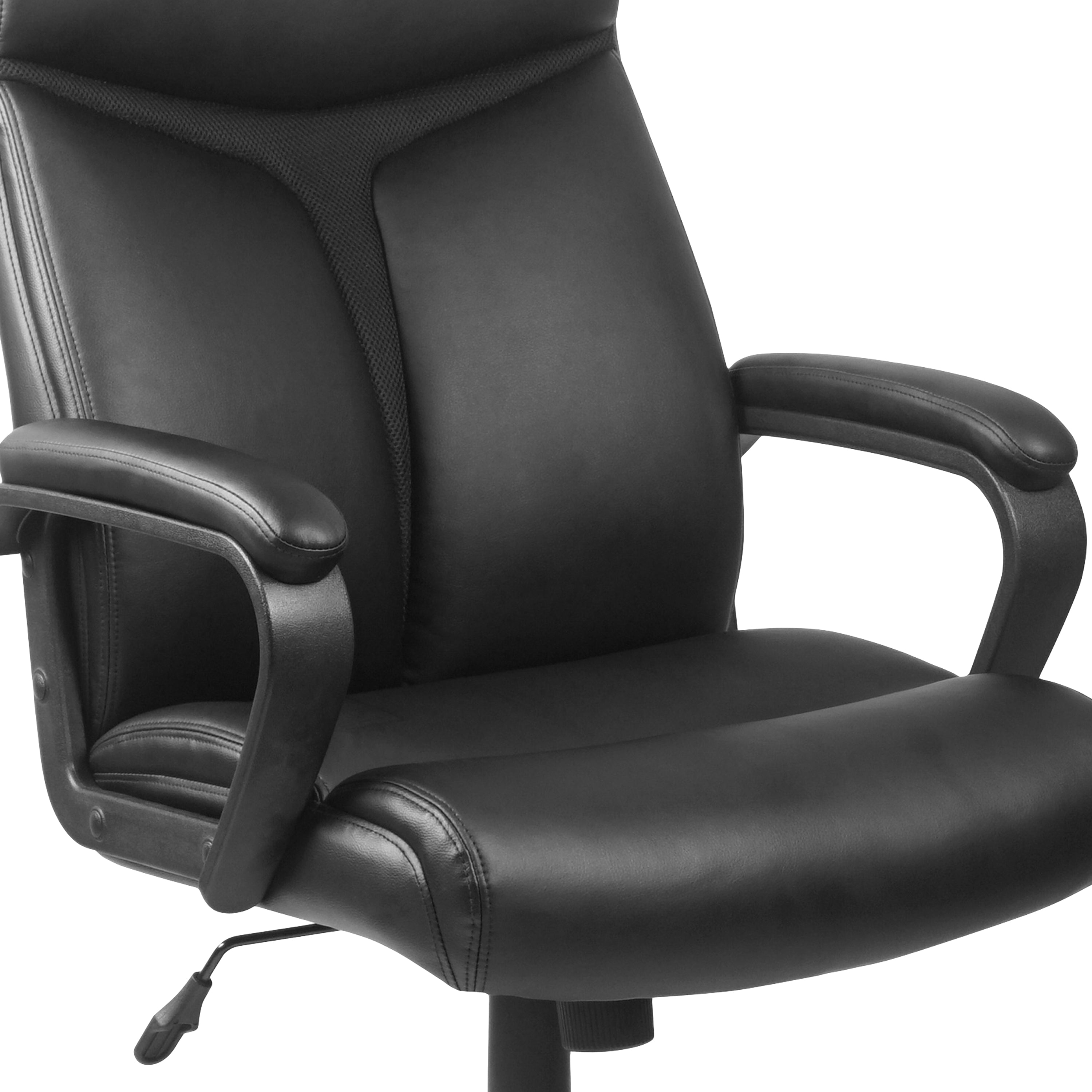 High Back LeatherSoft Executive Swivel Office Chair with Slight Mesh Accent and Arms