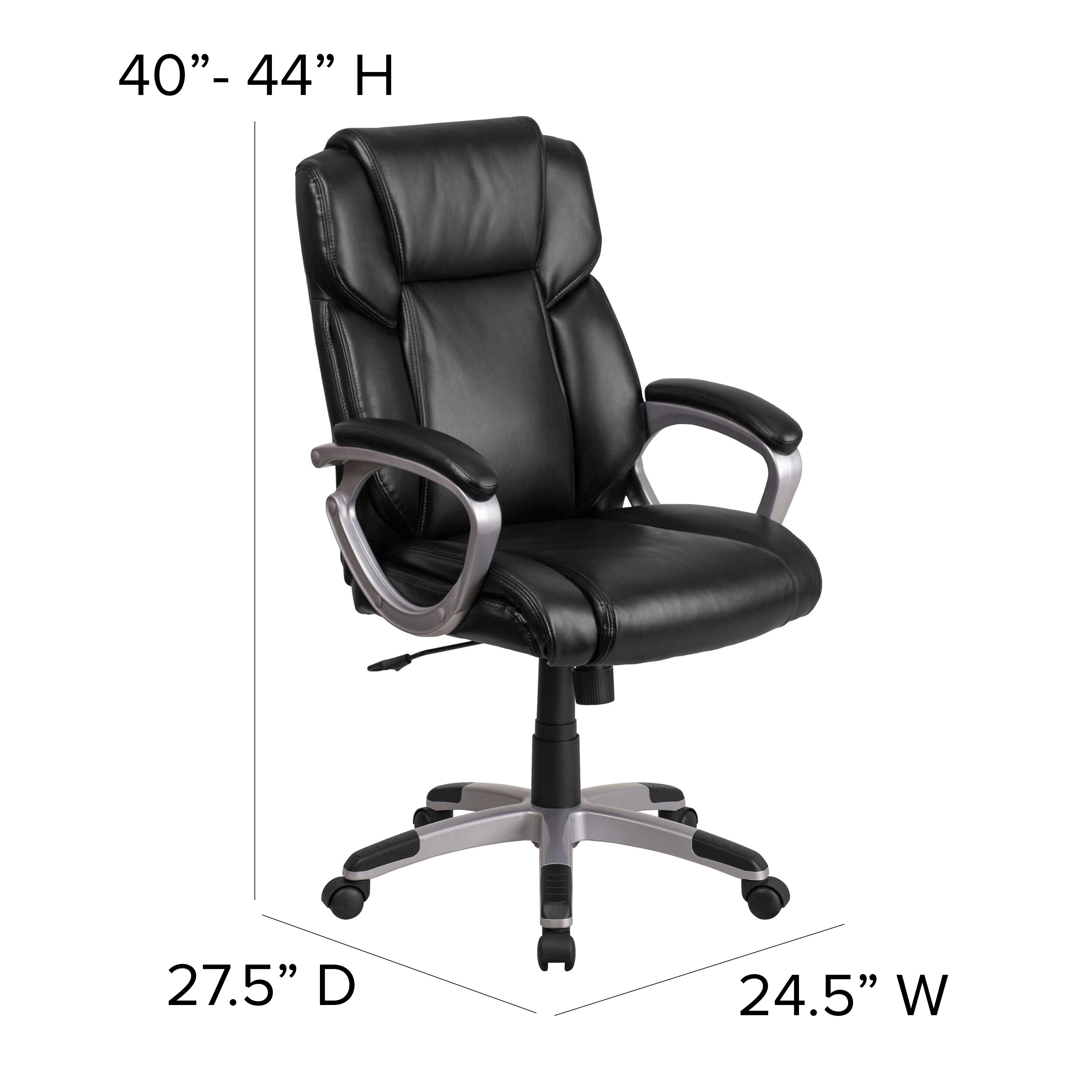 Mid-Back LeatherSoftSoft Executive Swivel Office Chair with Padded Arms